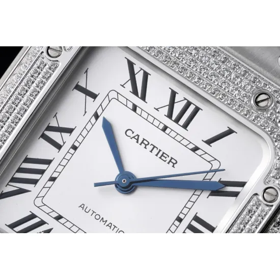 Cartier women's SANTOS Full Diamond 35.1MM*8.83MM Comes with quick-detachable leather strap