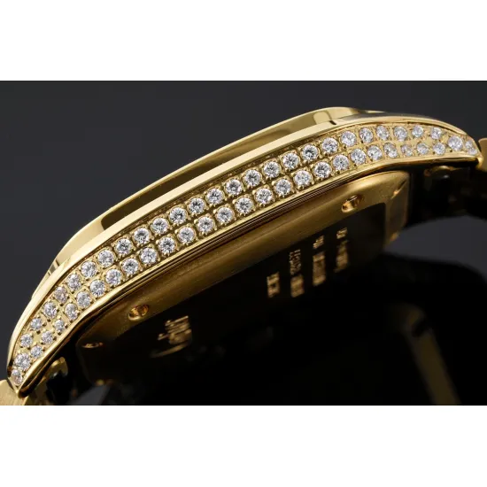 Cartier women's SANTOS Full Diamond 35.1MM*8.83MM Comes with quick-detachable leather strap
