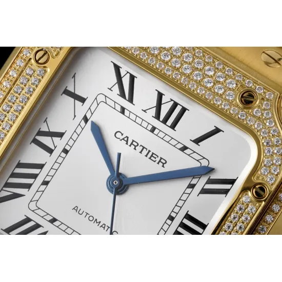 Cartier women's SANTOS Full Diamond 35.1MM*8.83MM Comes with quick-detachable leather strap