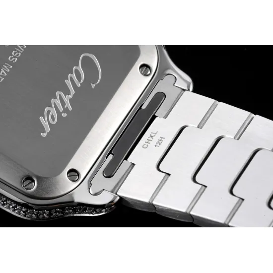 Cartier women's SANTOS Full Diamond 35.1MM*8.83MM Comes with quick-detachable leather strap