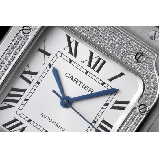 Cartier women's SANTOS Half Diamond 35.1MM*8.83MM Comes with quick-detachable leather strap