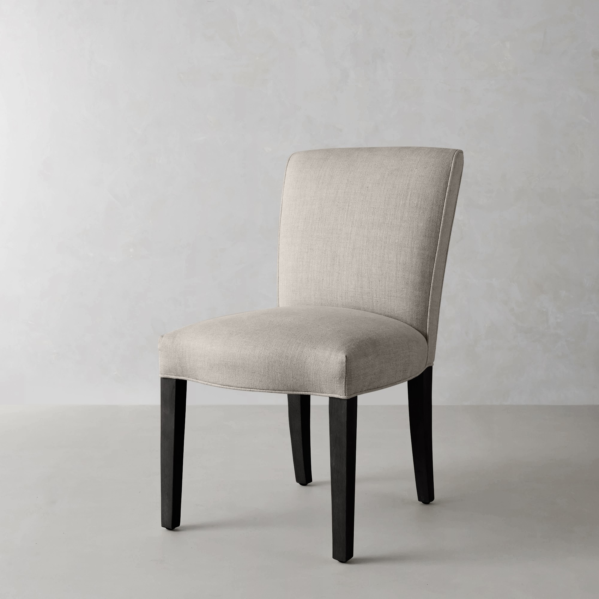 Fitzgerald Dining Side Chair, Perennials Performance Basketweave, White, Ebony Leg