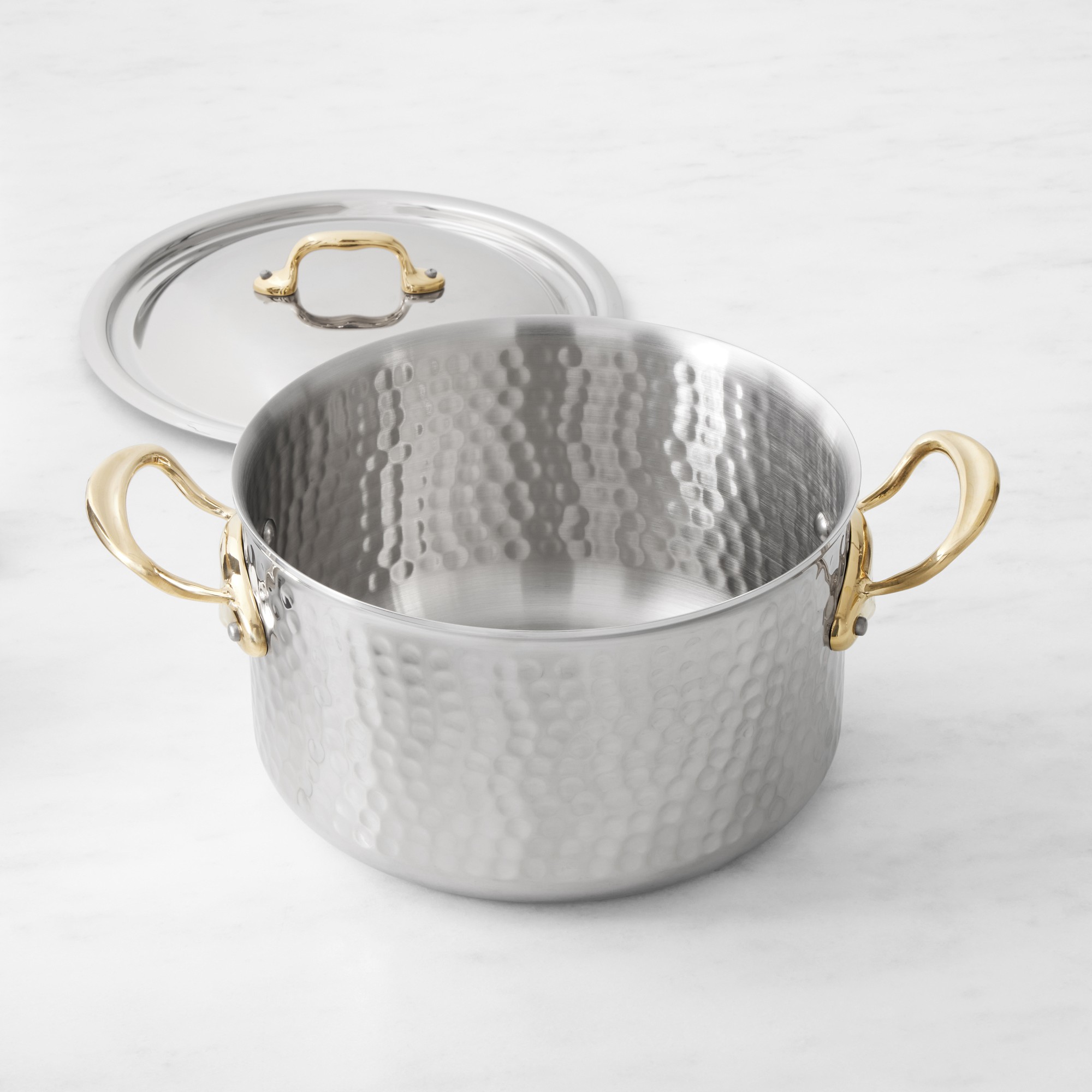 Mauviel M'Elite B Hammered Stainless-Steel Dutch Oven