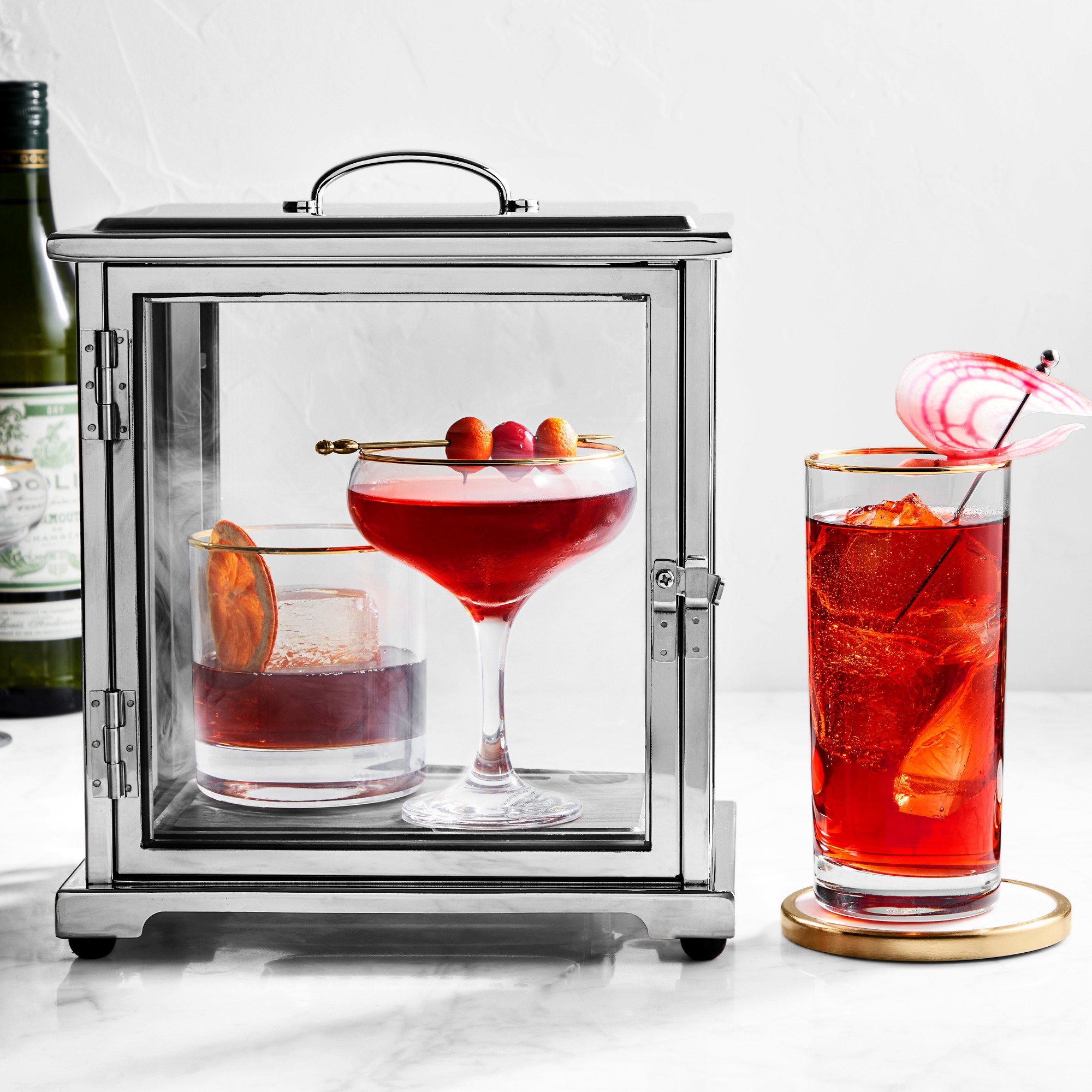 Gold Rim Champagne Coupe Glasses, Set of 4