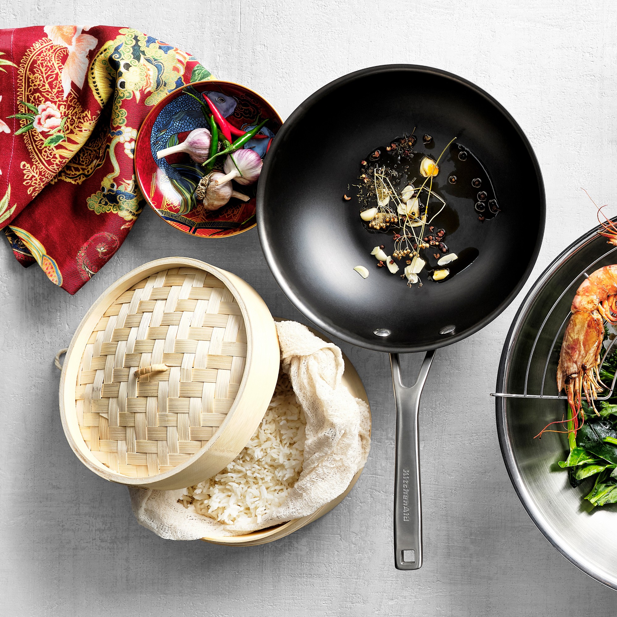 Williams Sonoma Signature Thermo-Clad™ Nonstick Open Wok with Helper Handle, 14