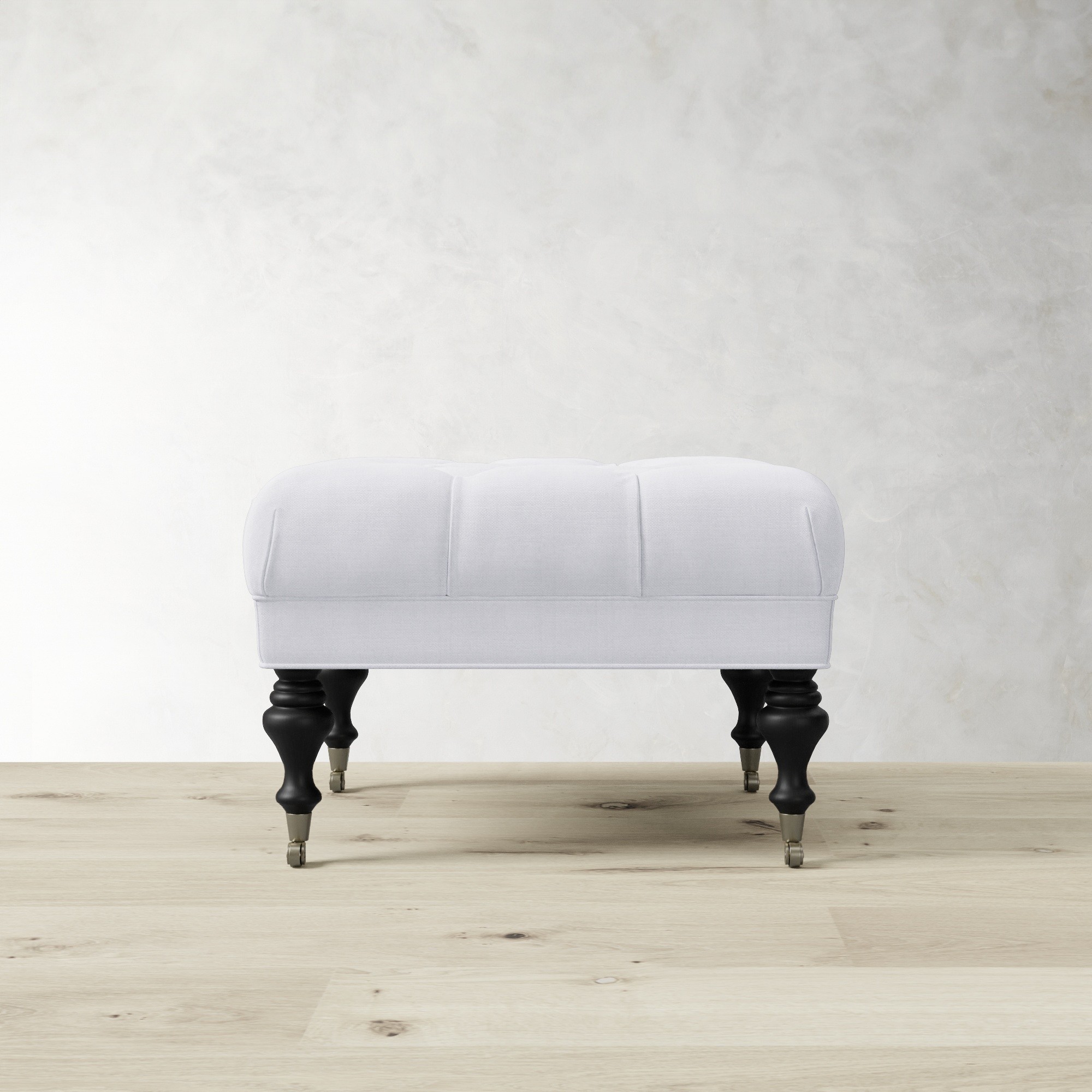 Fairfax Square Ottoman, Turned Leg with Tufted Top (26