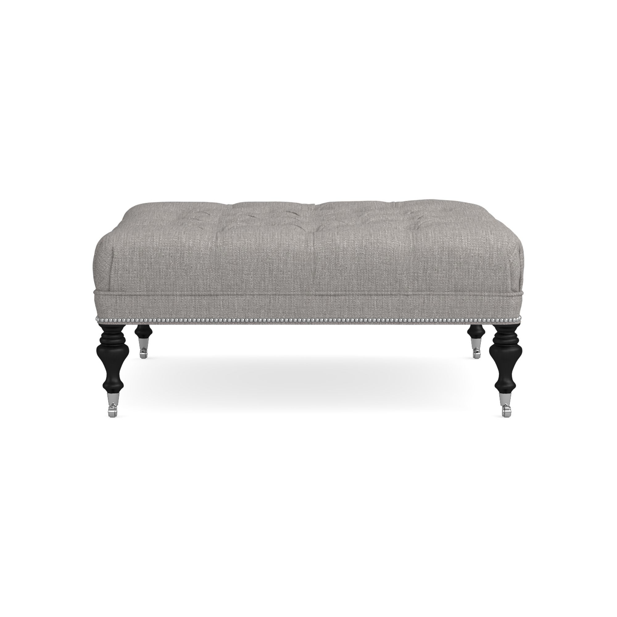 Fairfax Square Ottoman, Turned Leg with Tufted Top (26