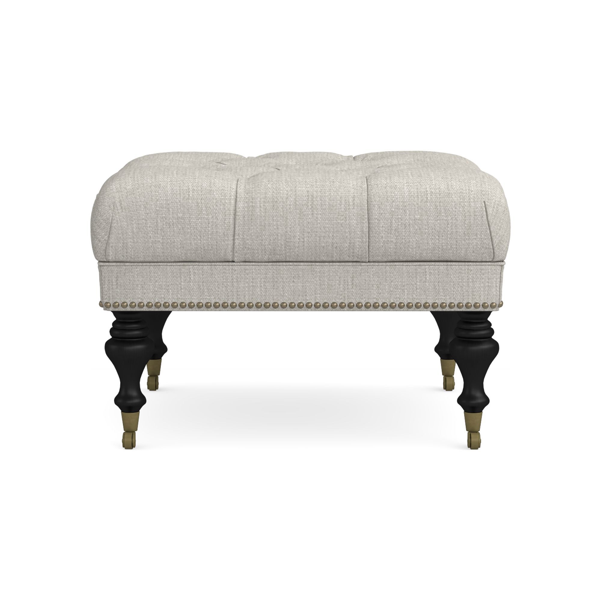 Fairfax Square Ottoman, Turned Leg with Tufted Top (26
