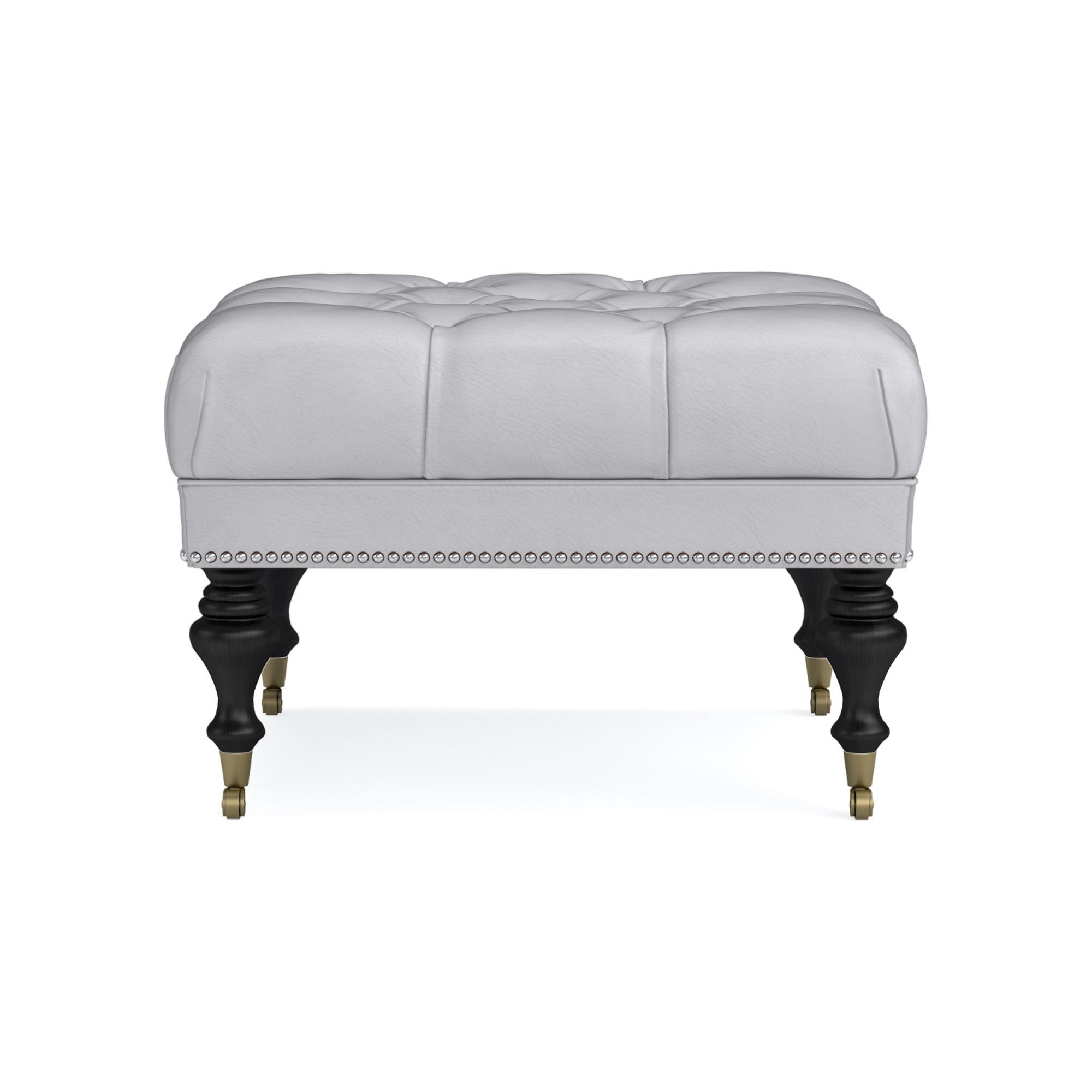 Fairfax Square Ottoman, Turned Leg with Tufted Top (26
