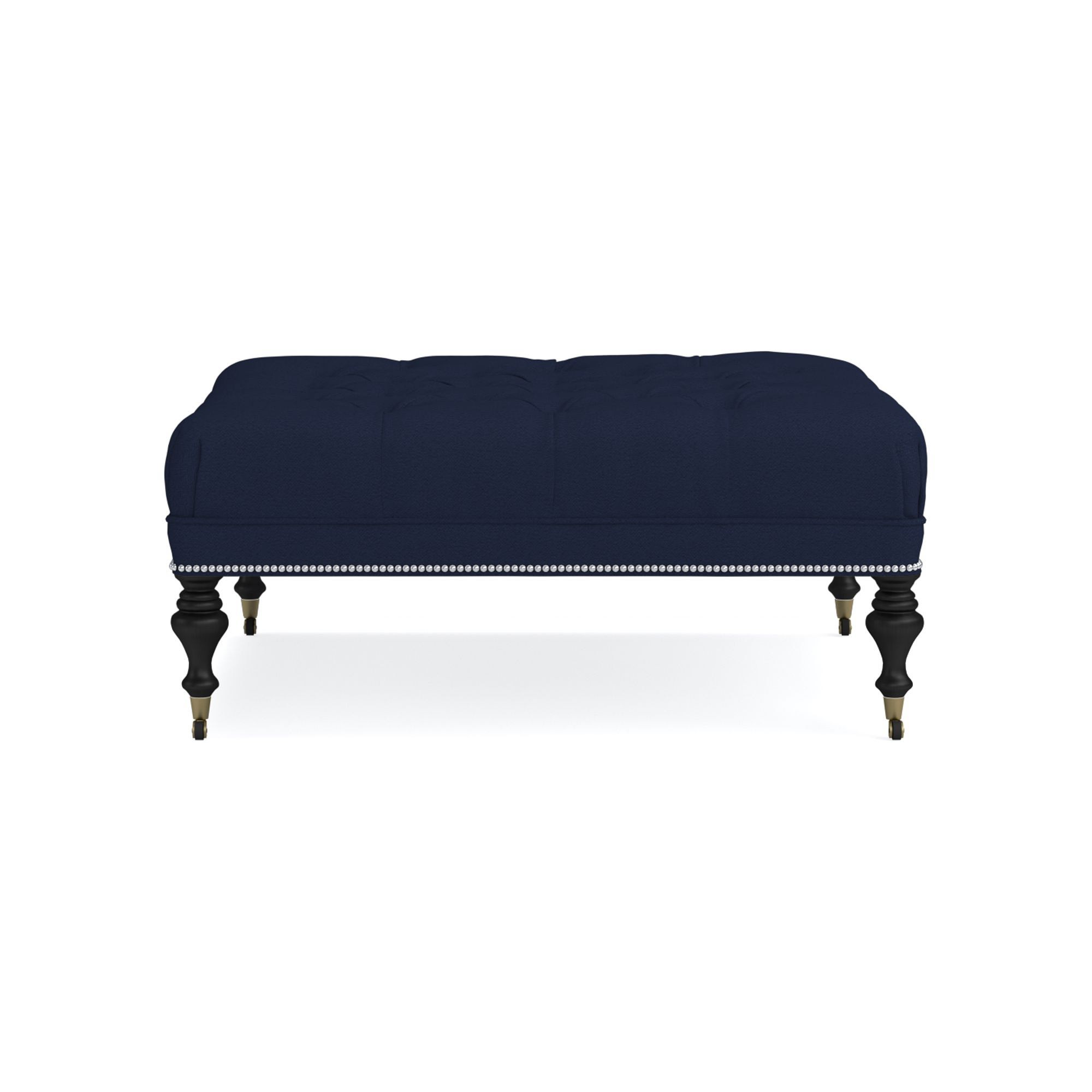 Fairfax Square Ottoman, Turned Leg with Tufted Top (26
