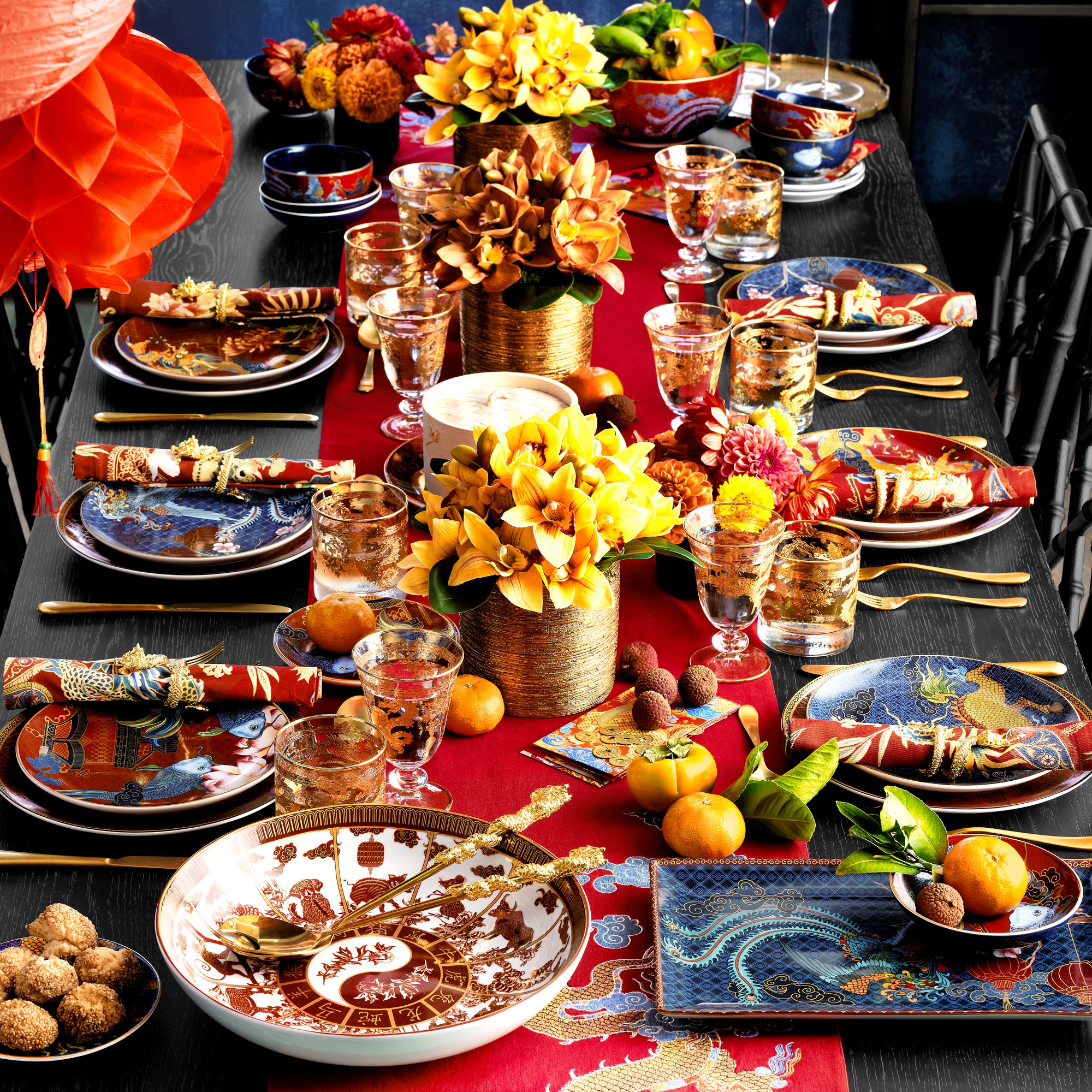 Gold Dragon Double Old-Fashioned Glasses