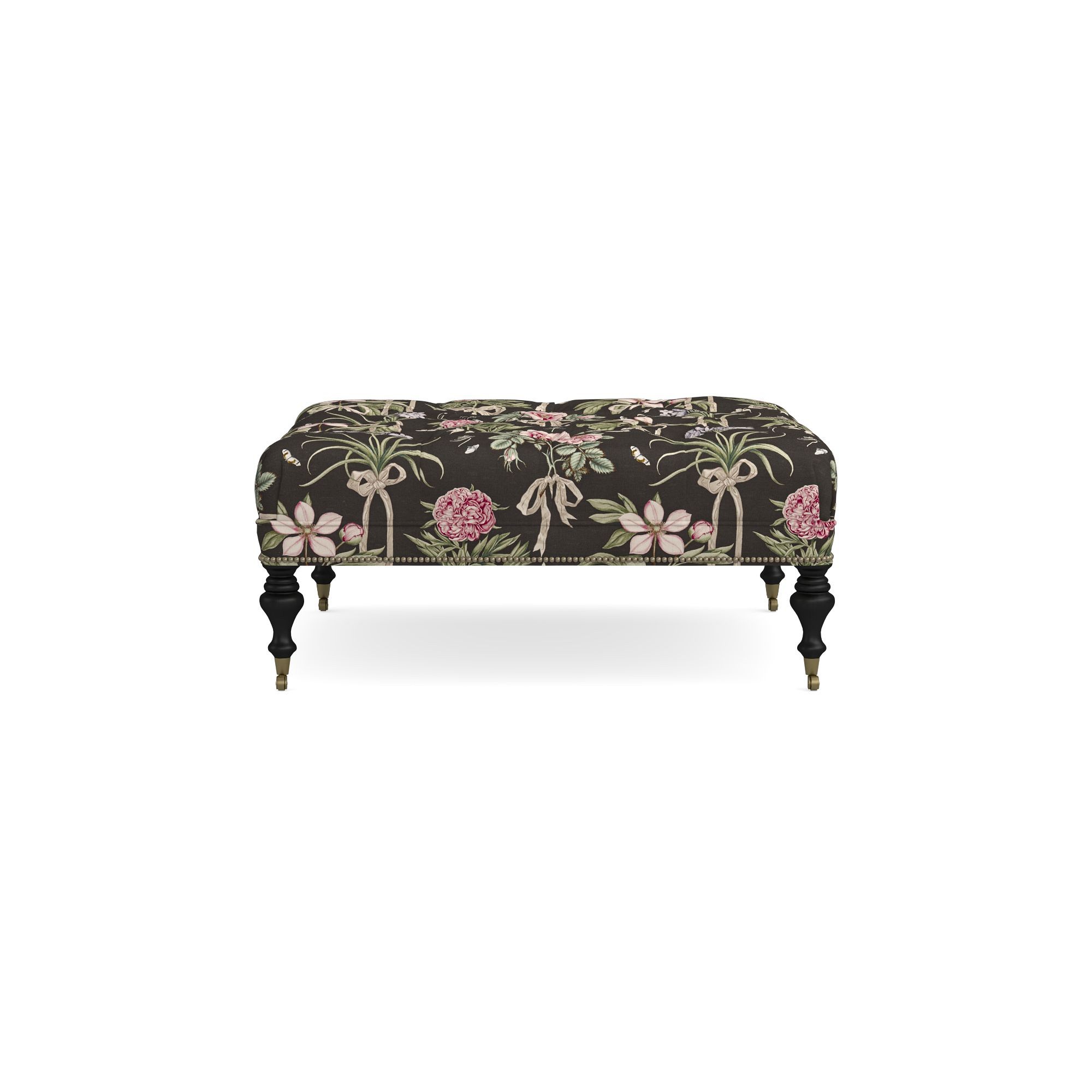Fairfax Square Ottoman, Turned Leg with Tufted Top (26