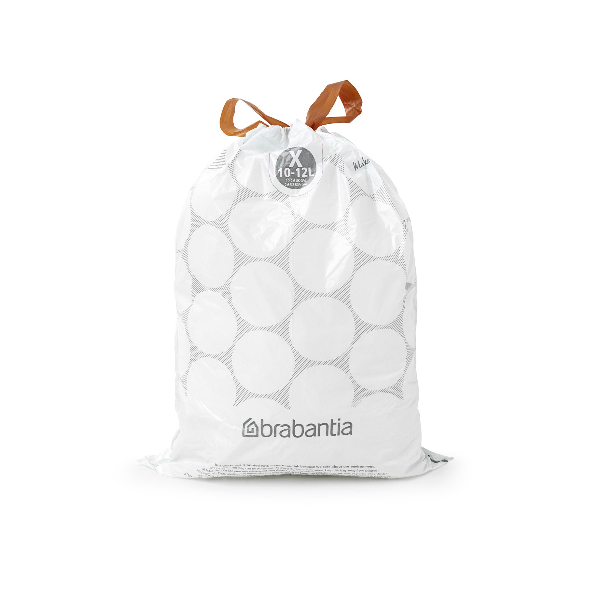 Brabantia PerfectFit Trash Bags, Code X,2.6-3.2 Gallon (10-12L), 200-Count