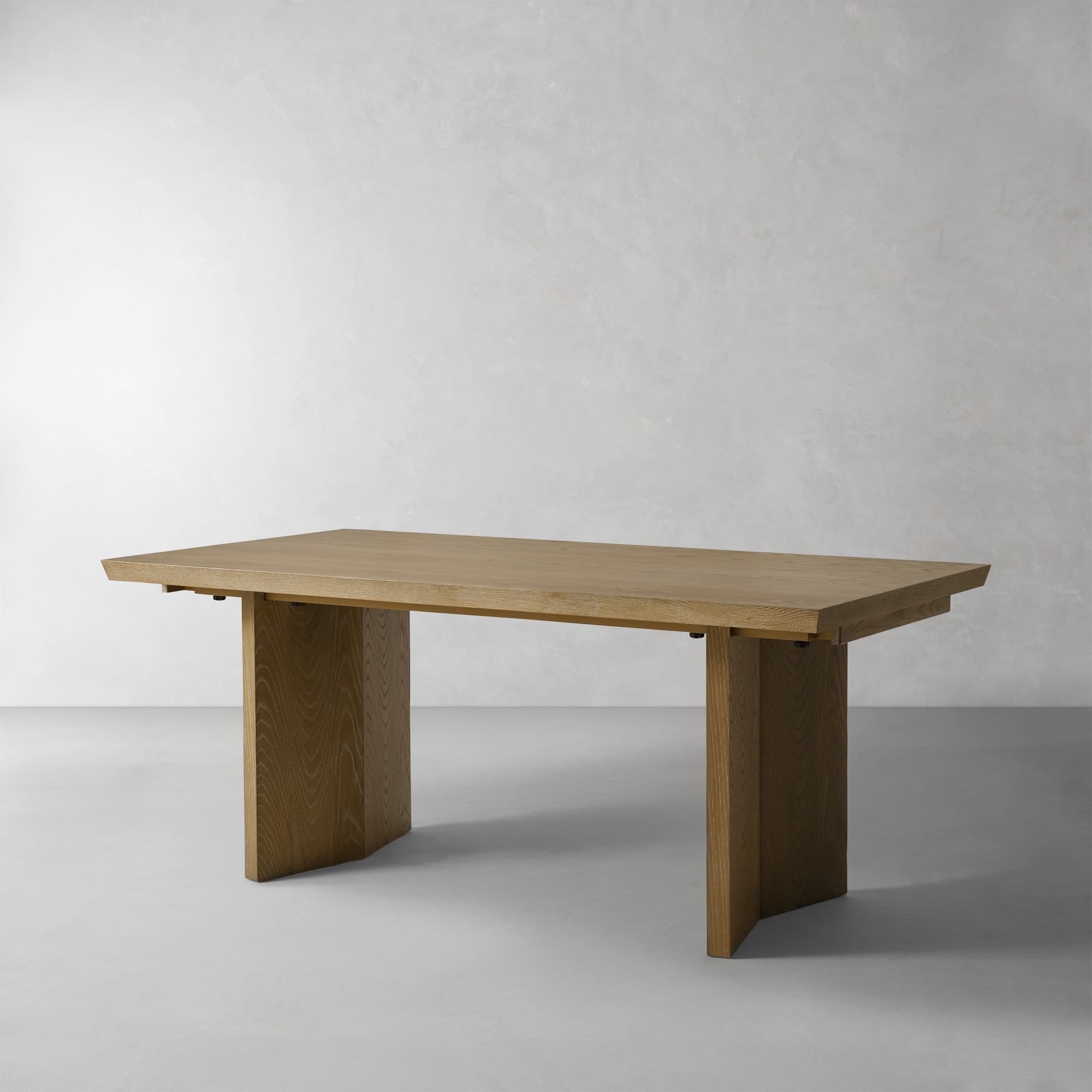 Knife Edge Extendable Rectangular Dining Table, Cerused Heritage Gray (96