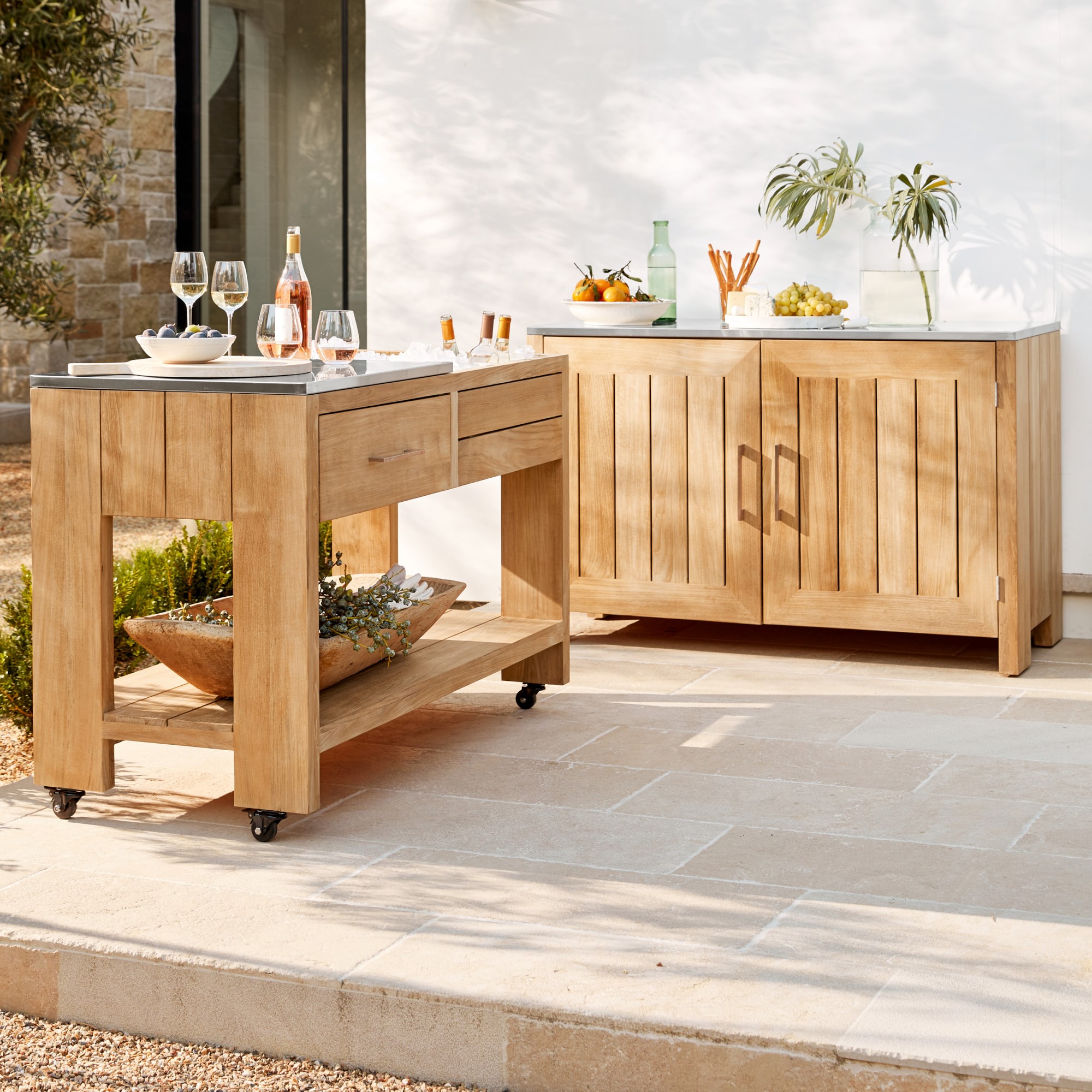 Larnaca Outdoor Teak Prep Table (58