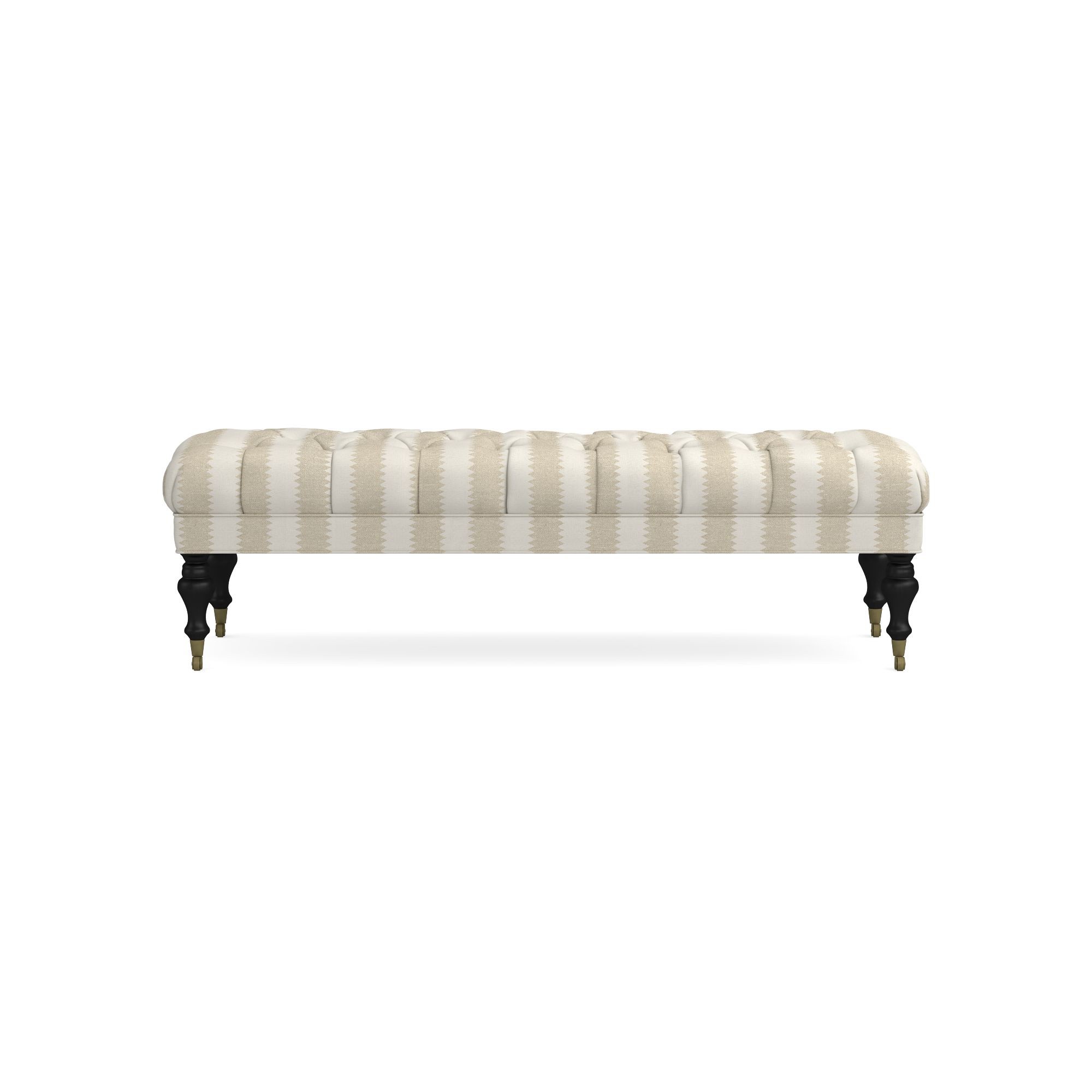 Sanderson x Giles Deacon Fairfax Bench Ottoman, Turned Leg with Tufted Top (26