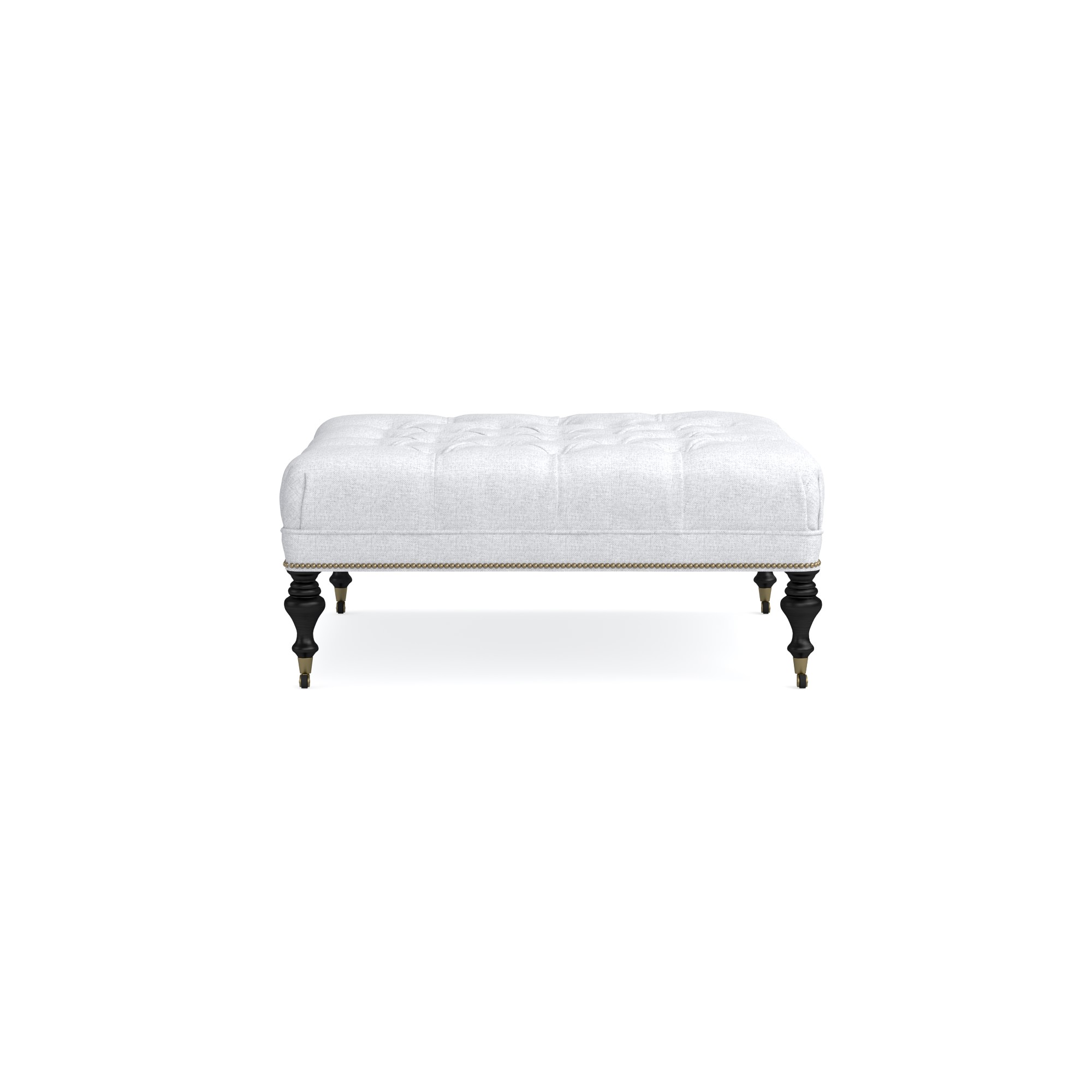 Fairfax Square Ottoman, Turned Leg with Tufted Top (26