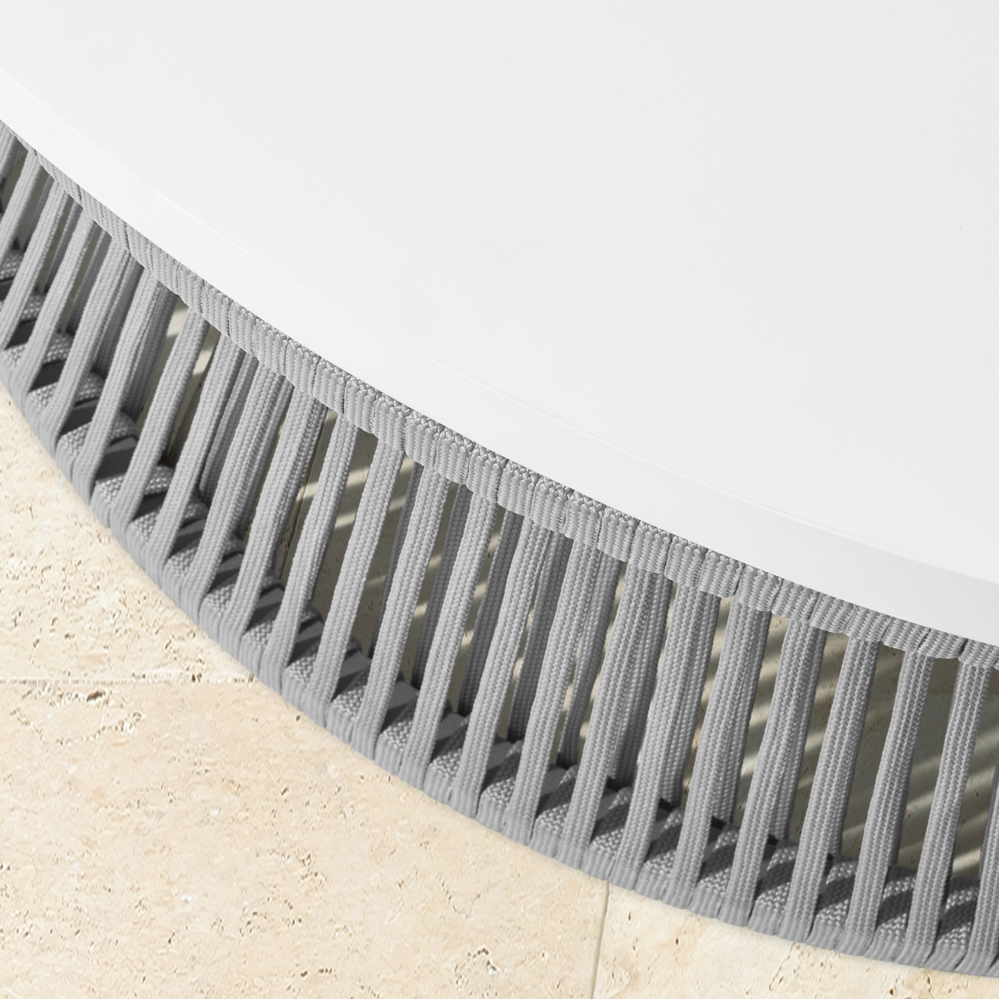 Pasadena Outdoor Fiberstone and Rope Round Coffee Table (44