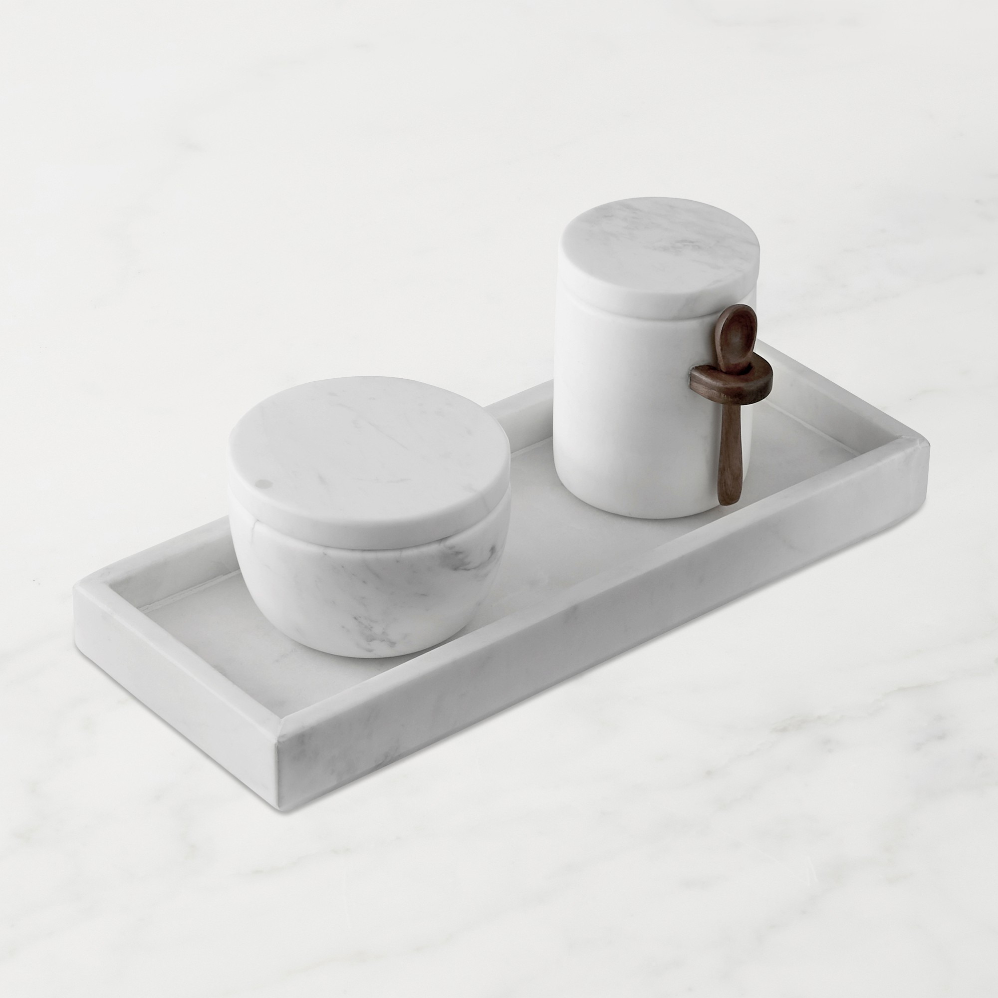 Williams Sonoma Marble Salt Cellar with Spoon