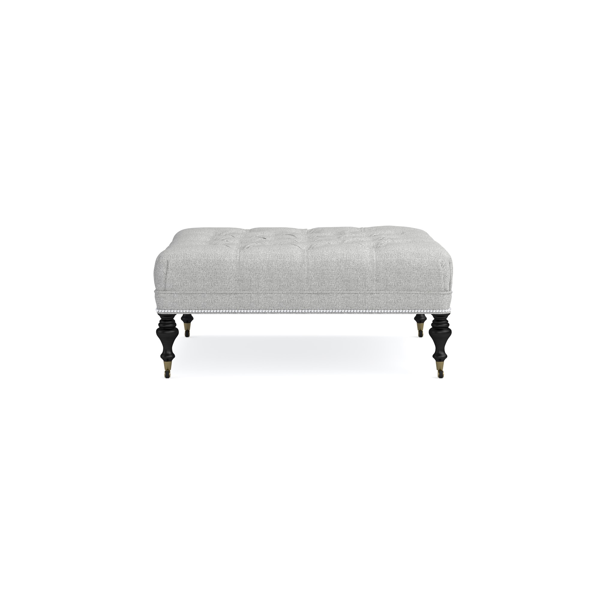 Fairfax Square Ottoman, Turned Leg with Tufted Top (26