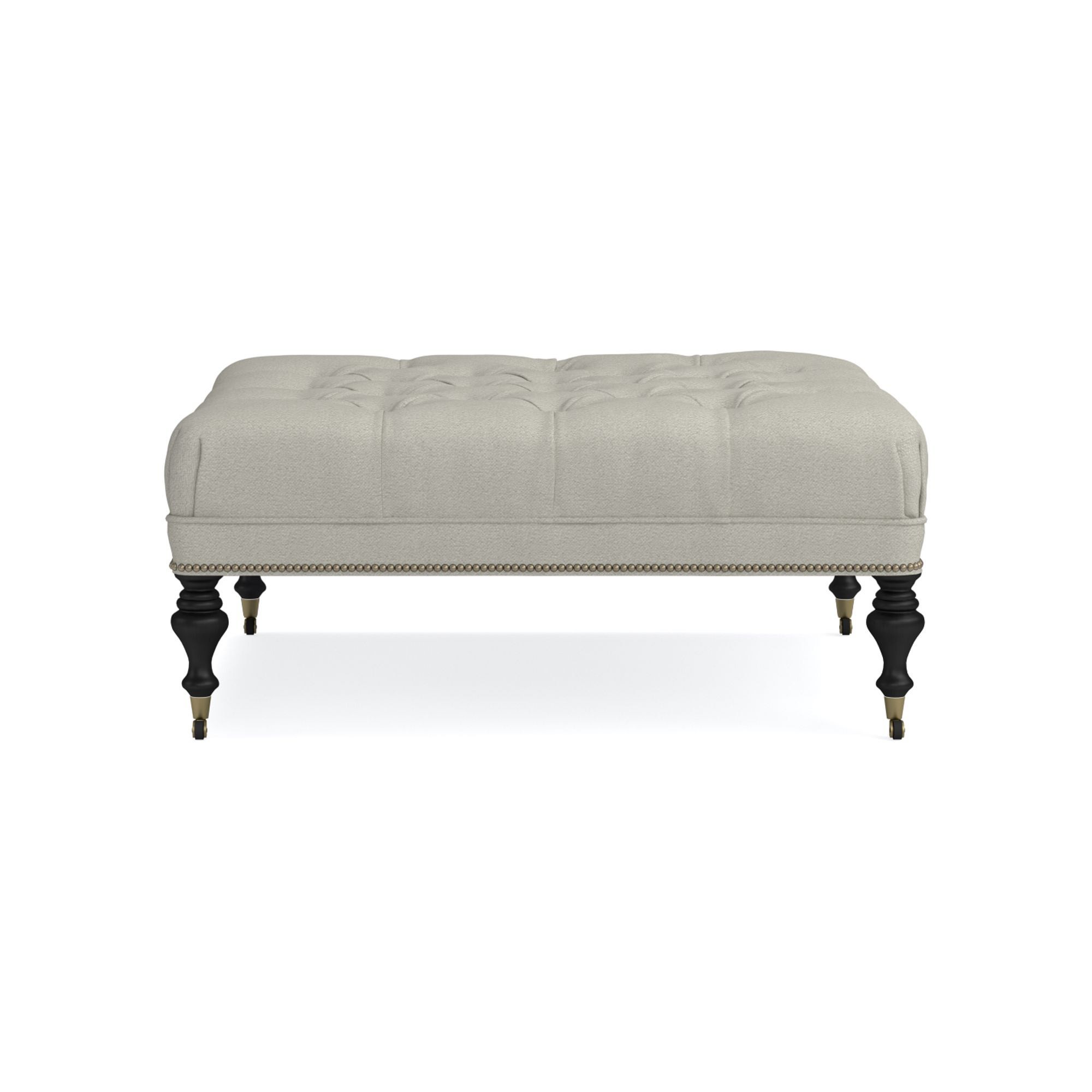 Fairfax Square Ottoman, Turned Leg with Tufted Top (26
