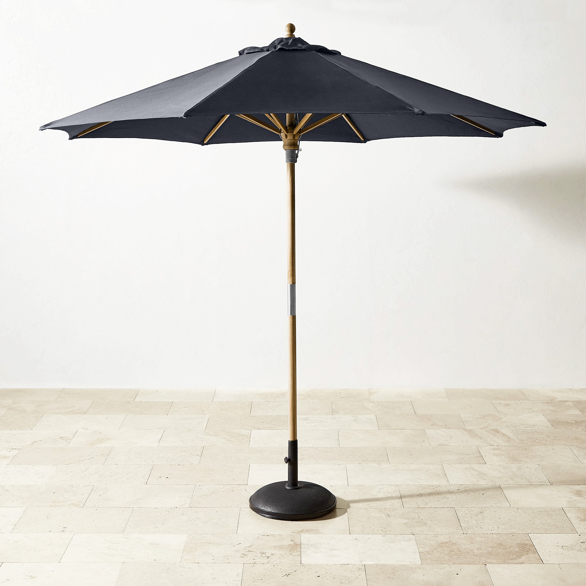 10' Round Outdoor Larnaca Teak Umbrella