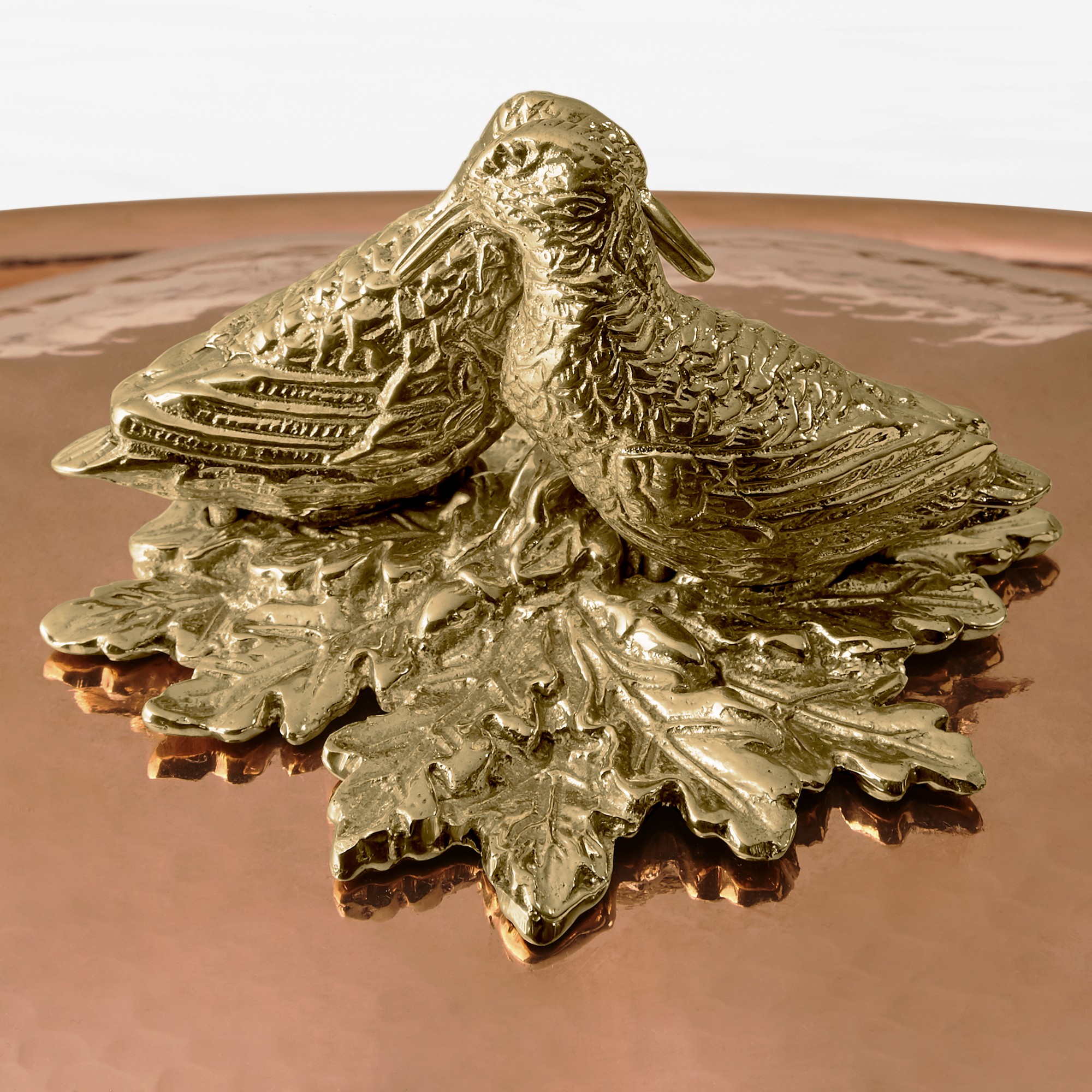 Ruffoni Historia Hammered Copper Roasting Pan with Lovebirds Knob, 13 3/4-Qt.