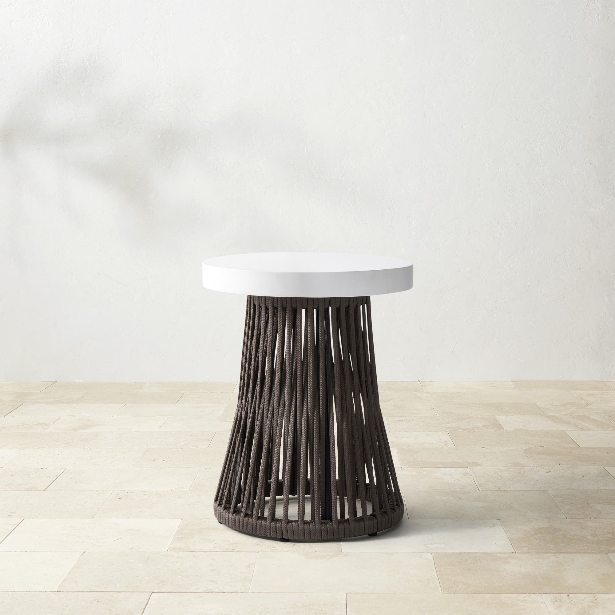 Pasadena Outdoor Fiberstone and Rope Side Table (18