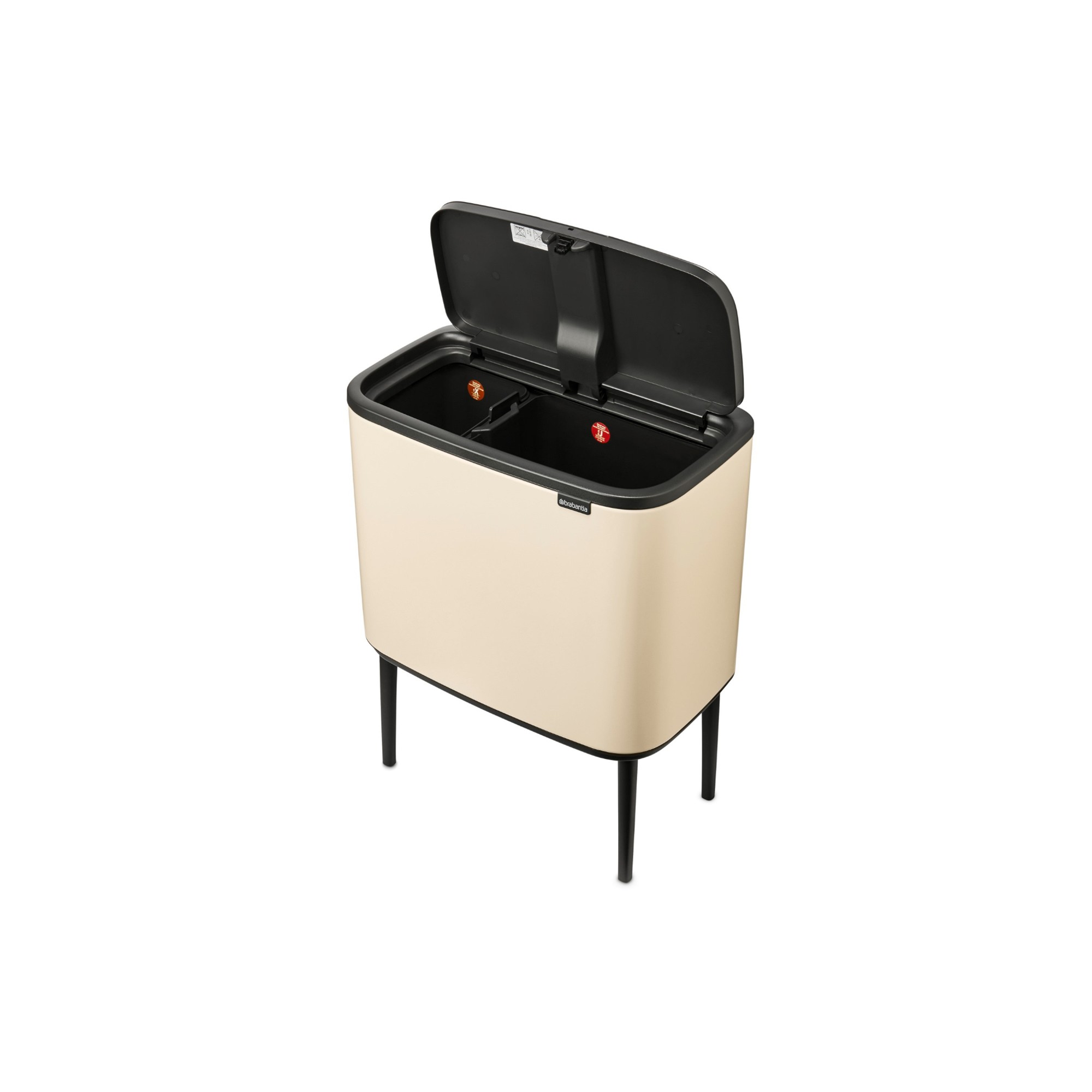 Brabantia Bo Touch Top Dual Compartment Recycling Trash Can, 3 + 6 Gallon