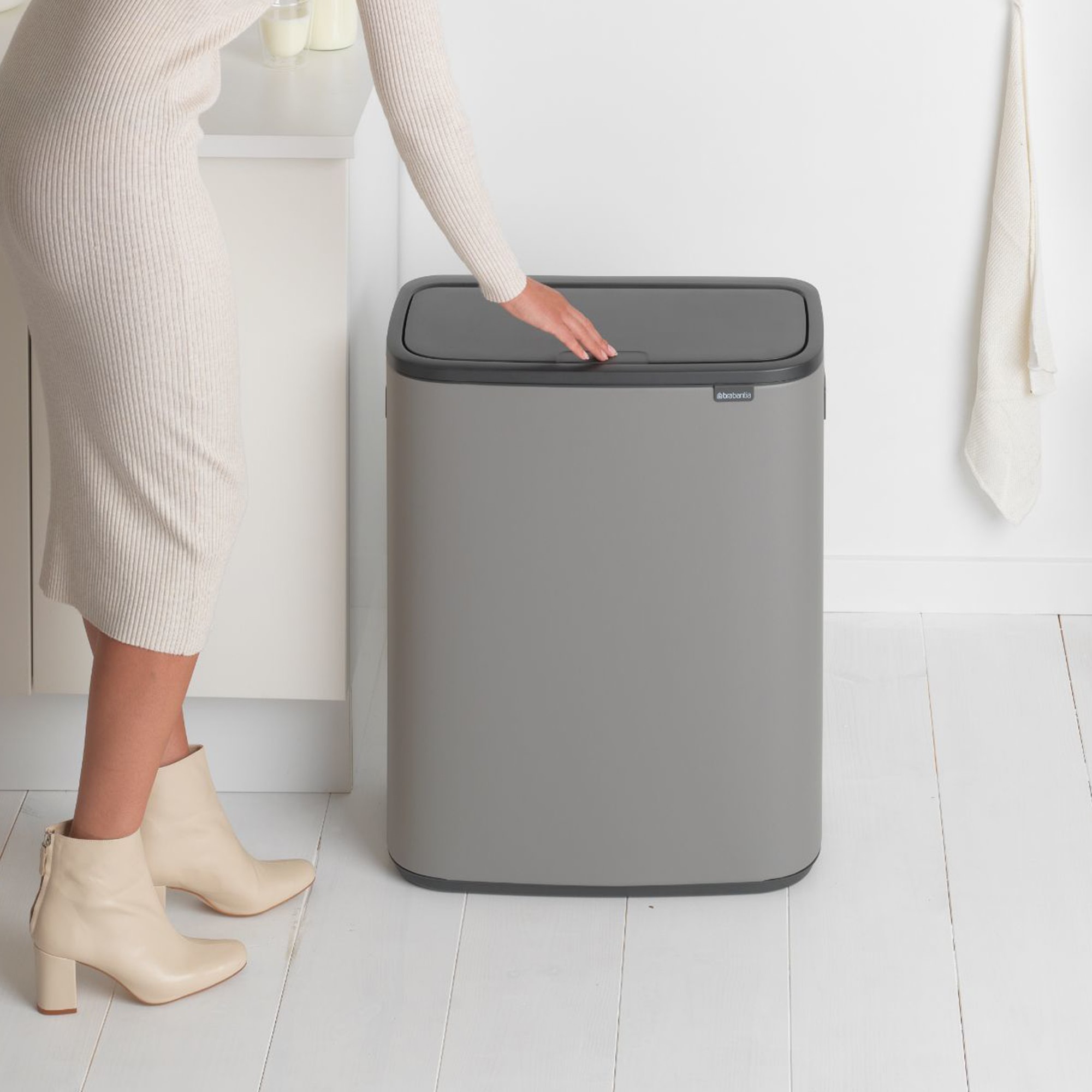 Brabantia Bo Touch Top Dual Compartment Recycling Trash Can, 2 x 8 Gallon