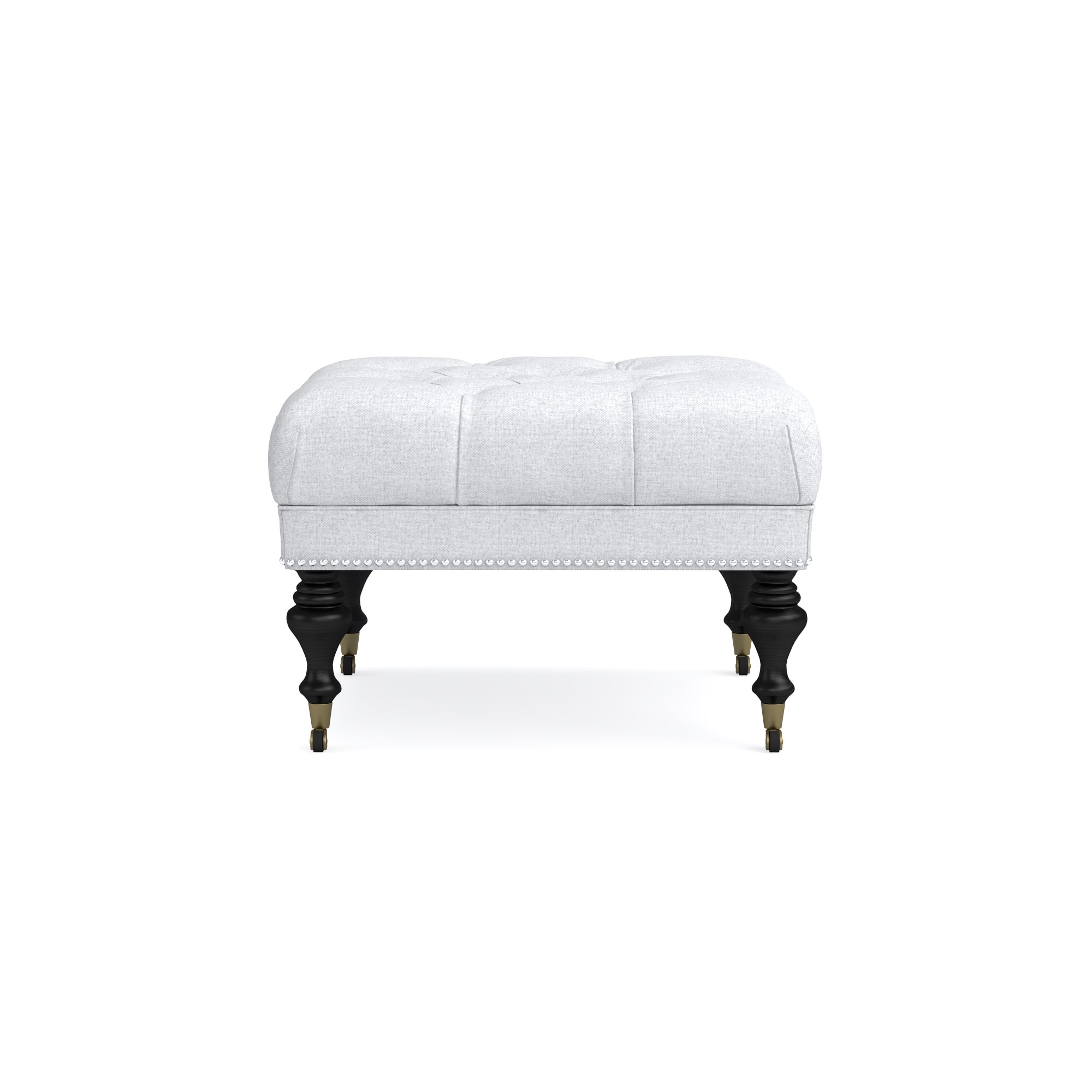 Fairfax Square Ottoman, Turned Leg with Tufted Top (26