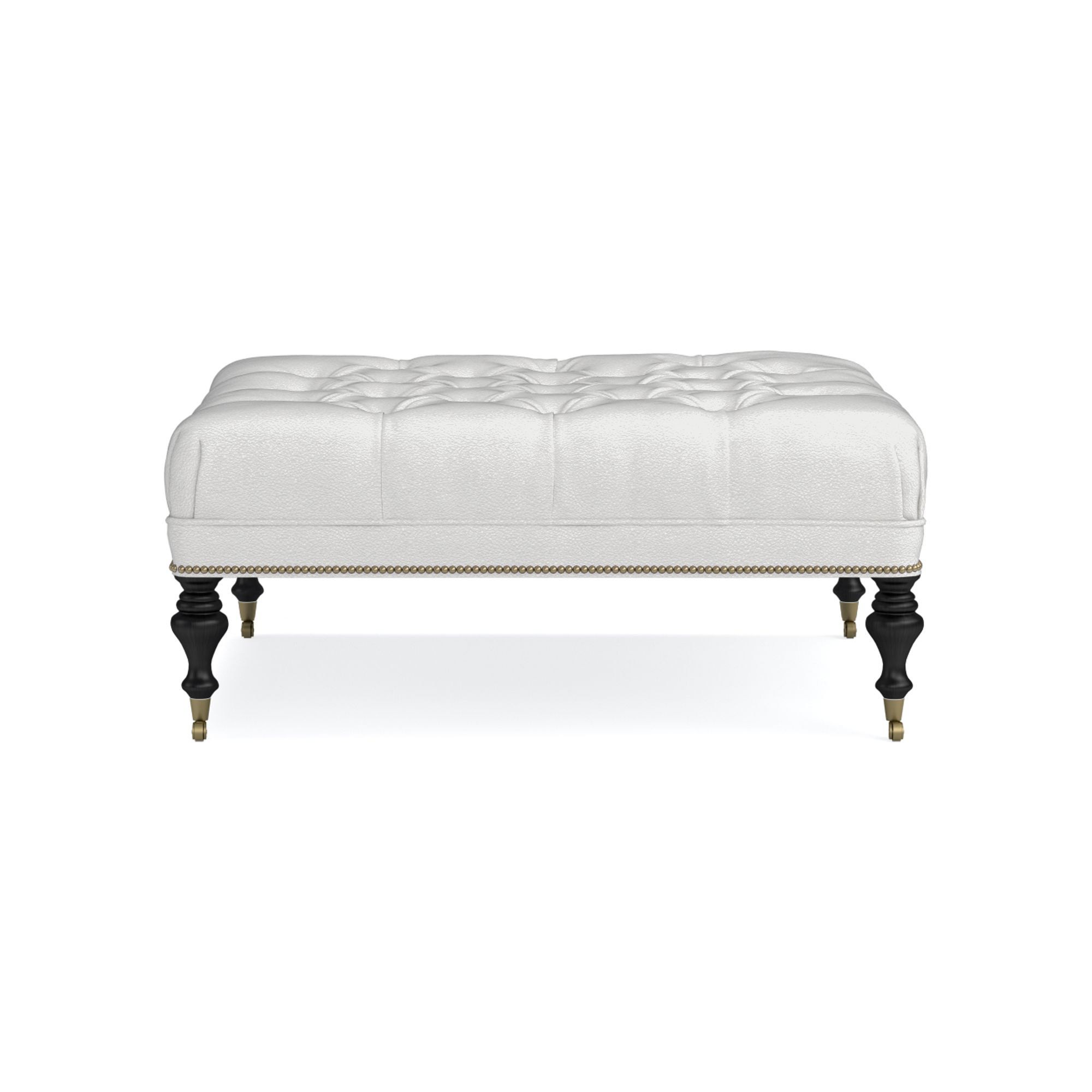 Fairfax Square Ottoman, Turned Leg with Tufted Top (26
