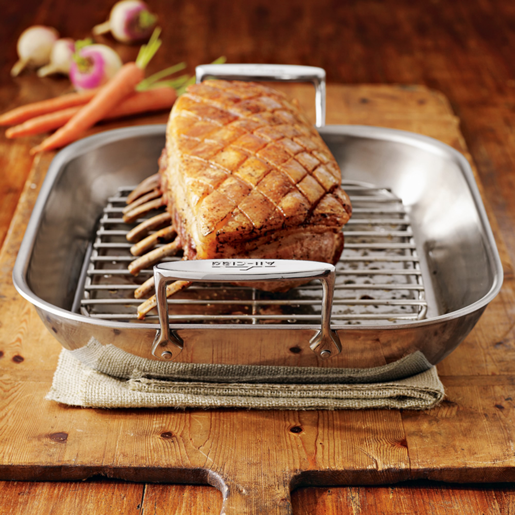 All-Clad D3® Stainless-Steel Flared Roasting Pan with Rack