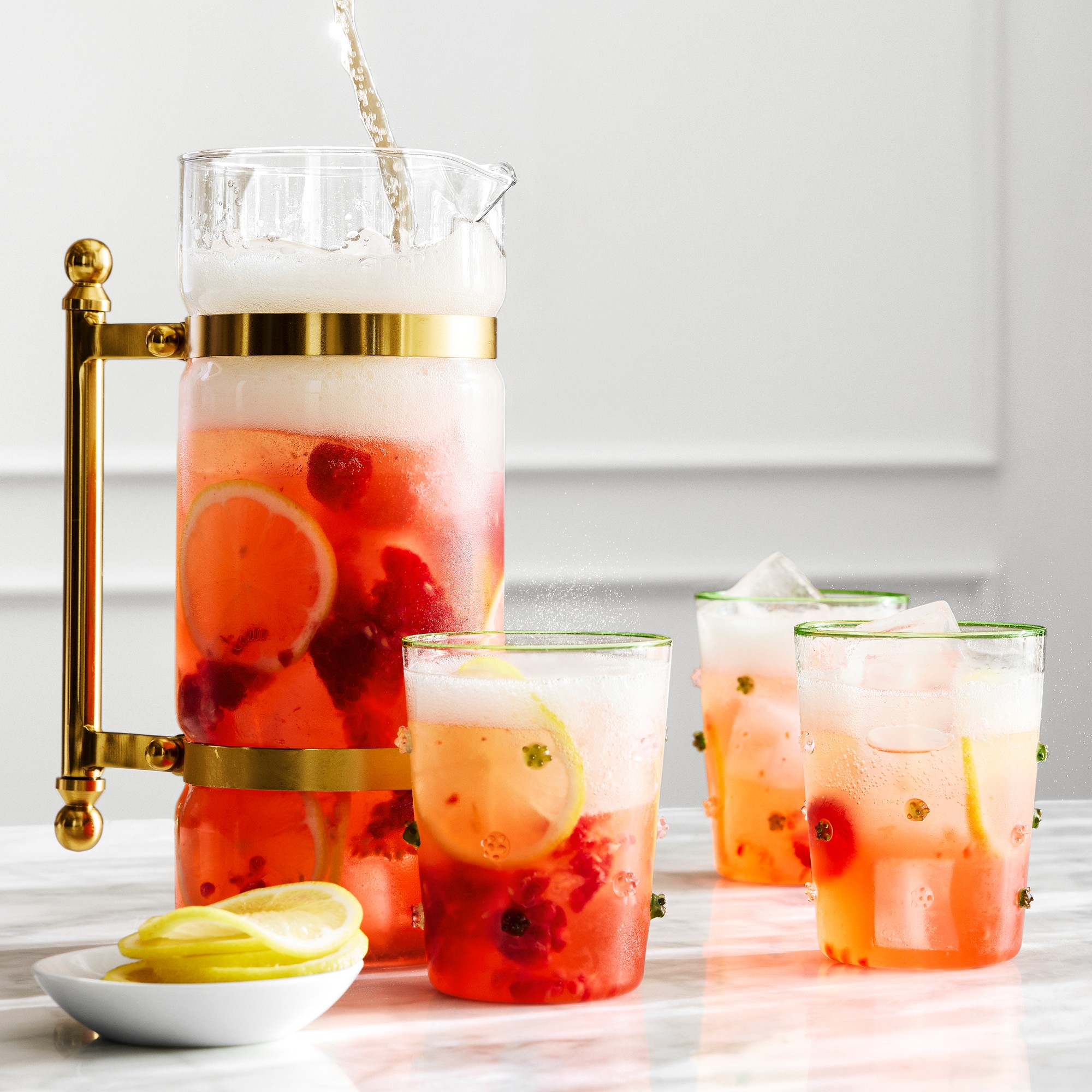 Antique Brass and Glass Pitcher