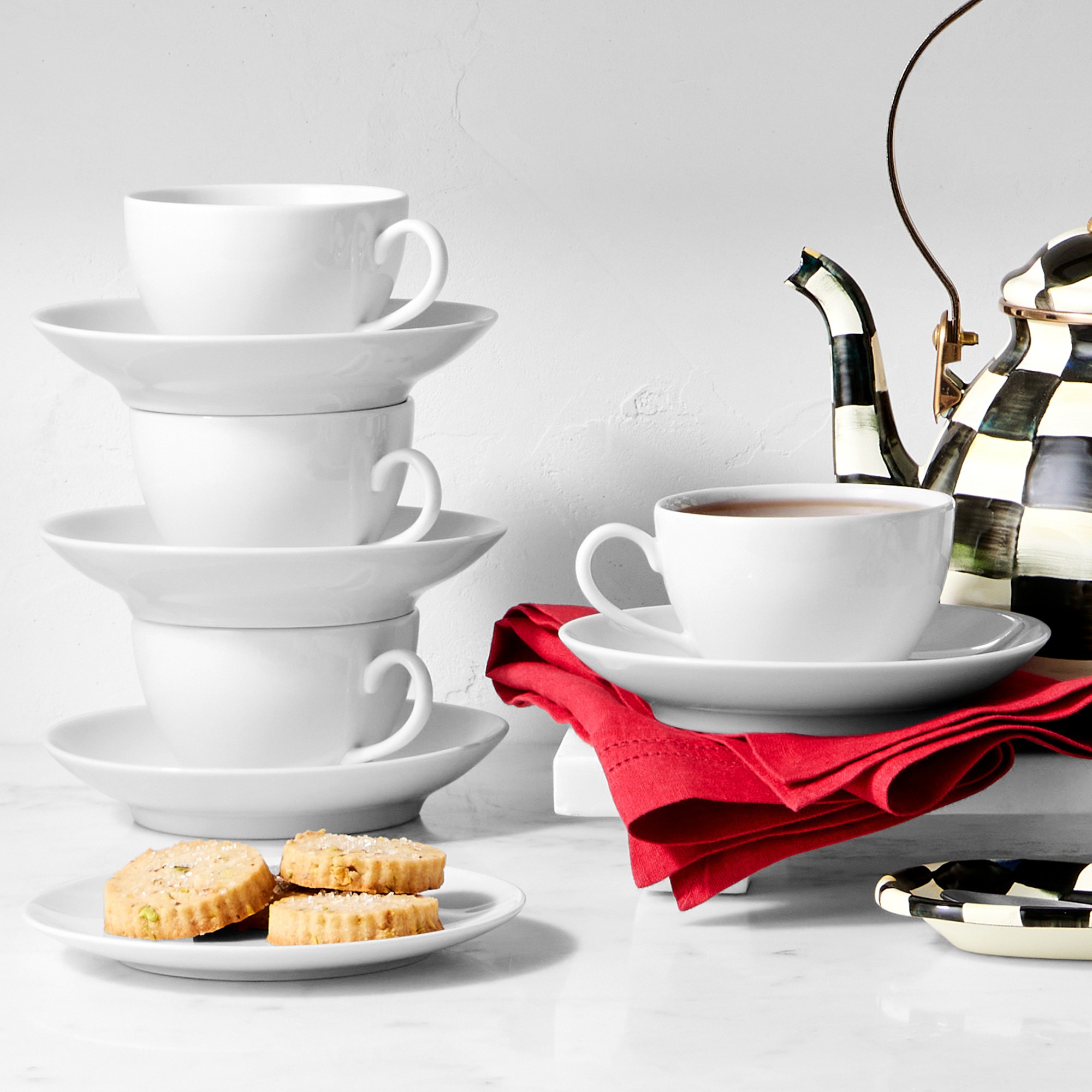 Apilco Très Grande Porcelain Cups & Saucers