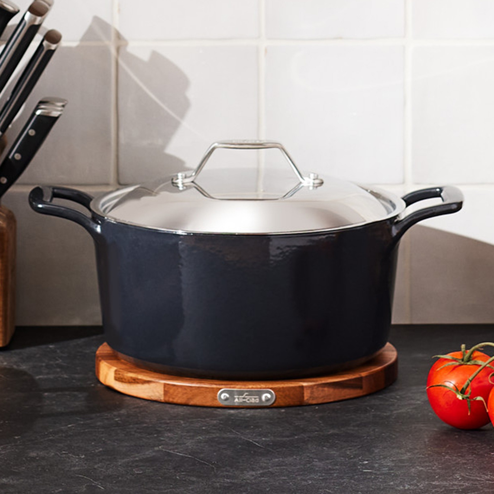 All-Clad Enameled Cast Iron Dutch Oven with Trivet, 6-Qt.