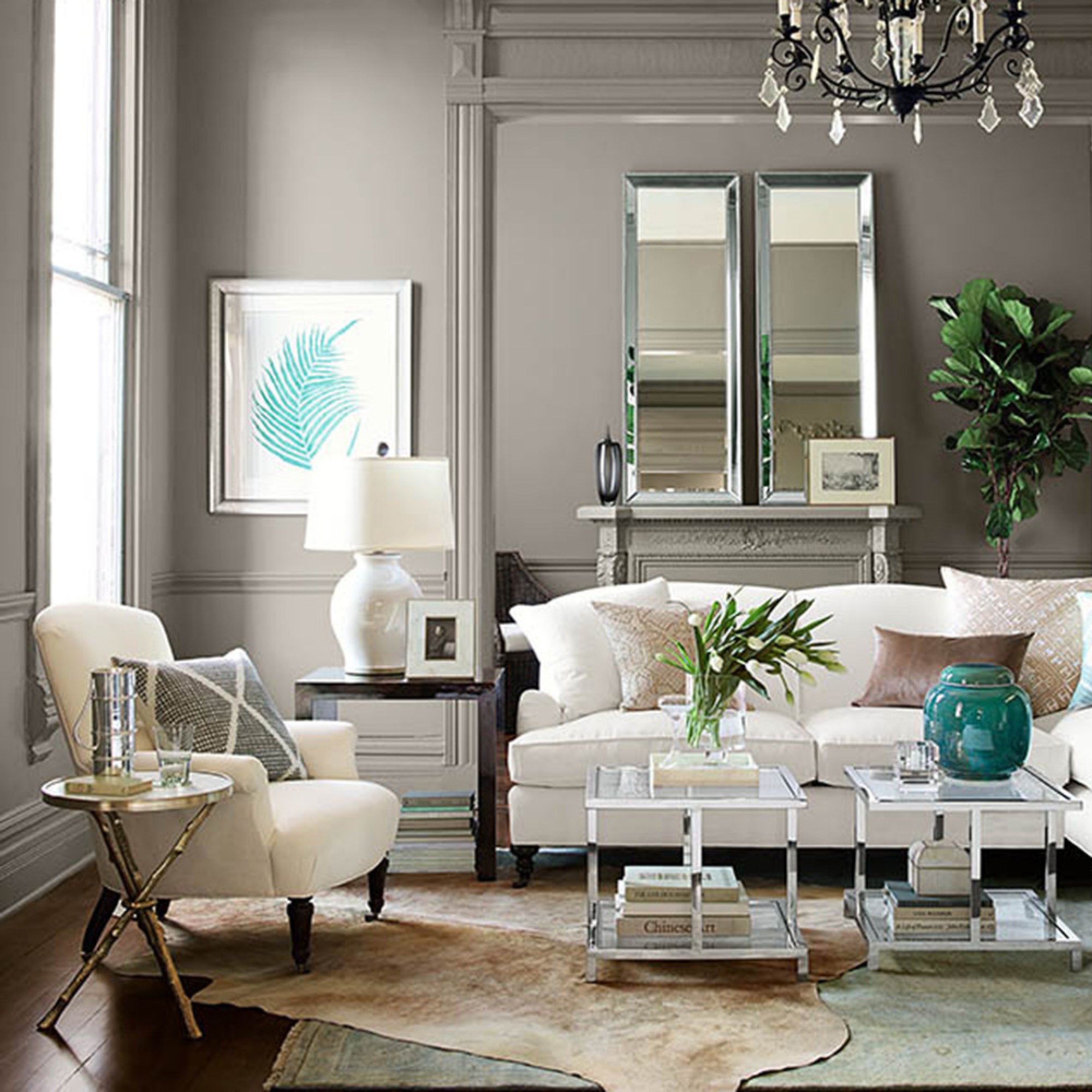 Faux Bois Accent Table with Marble Top (16.5