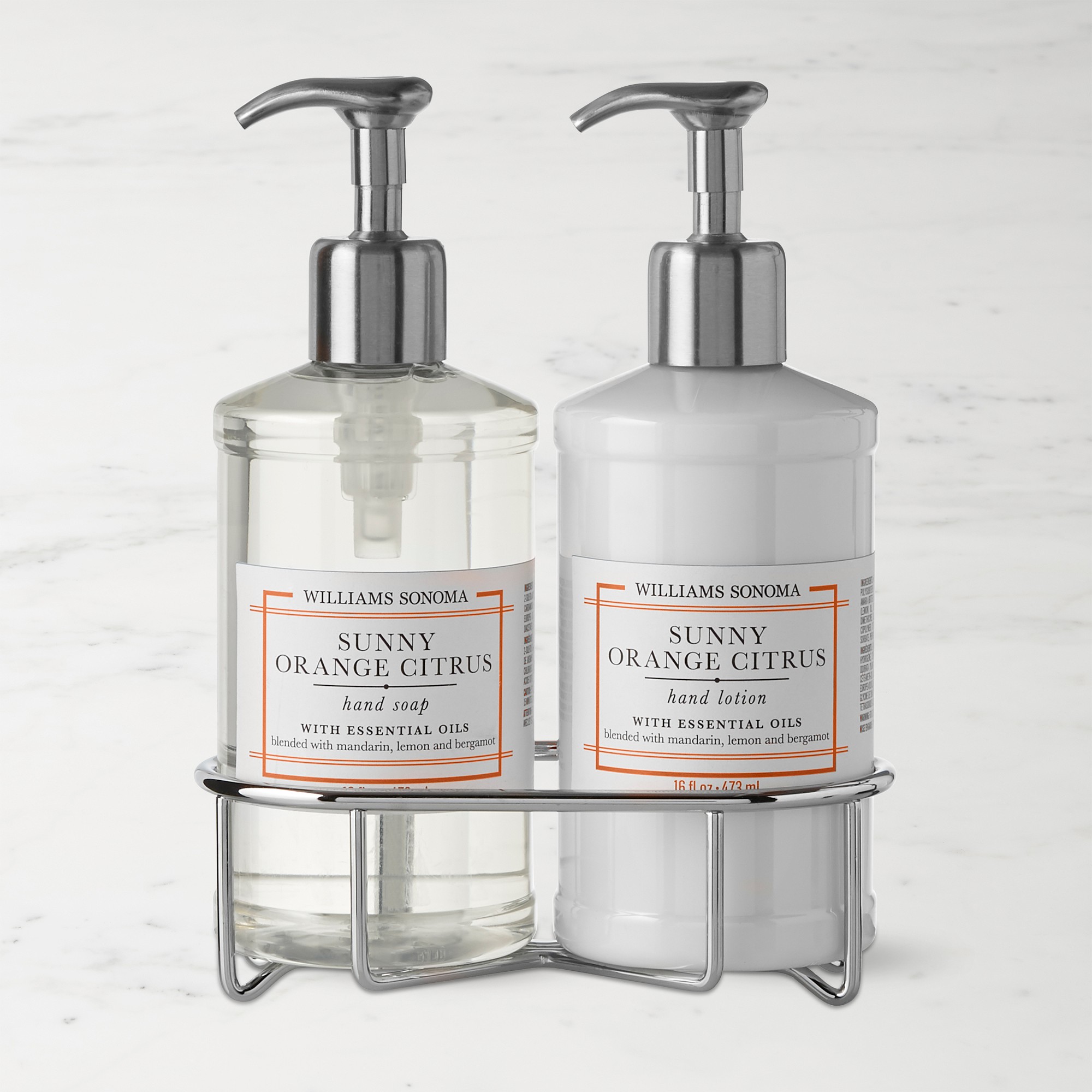 Williams Sonoma Sunny Orange Citrus Hand Soap & Lotion 3-Piece Set