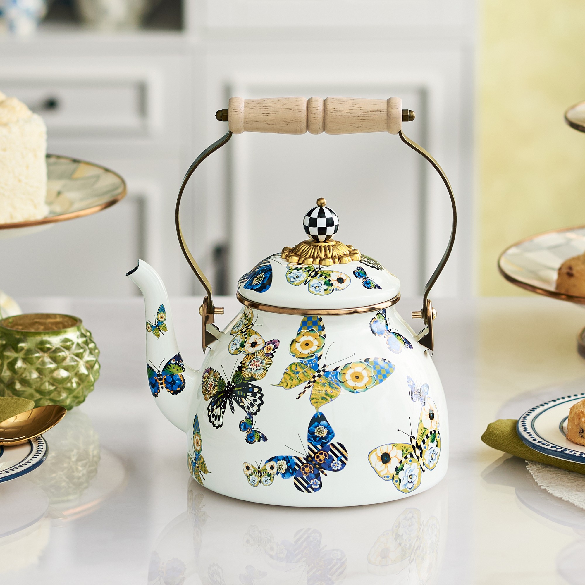 MacKenzie Childs Butterfly Tea Kettle, 2-Qt.
