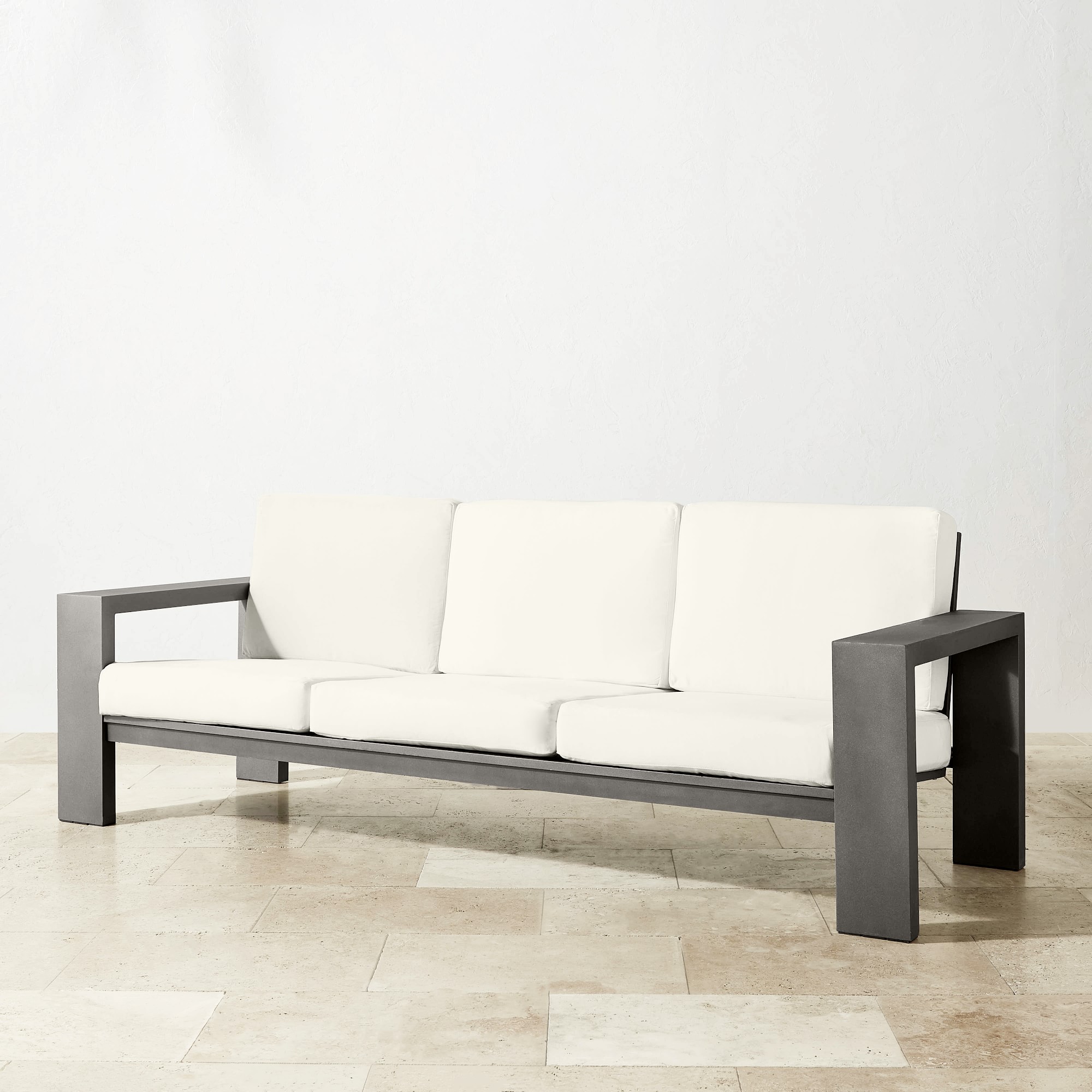 Larnaca Outdoor Slate Grey Metal Sofa (96