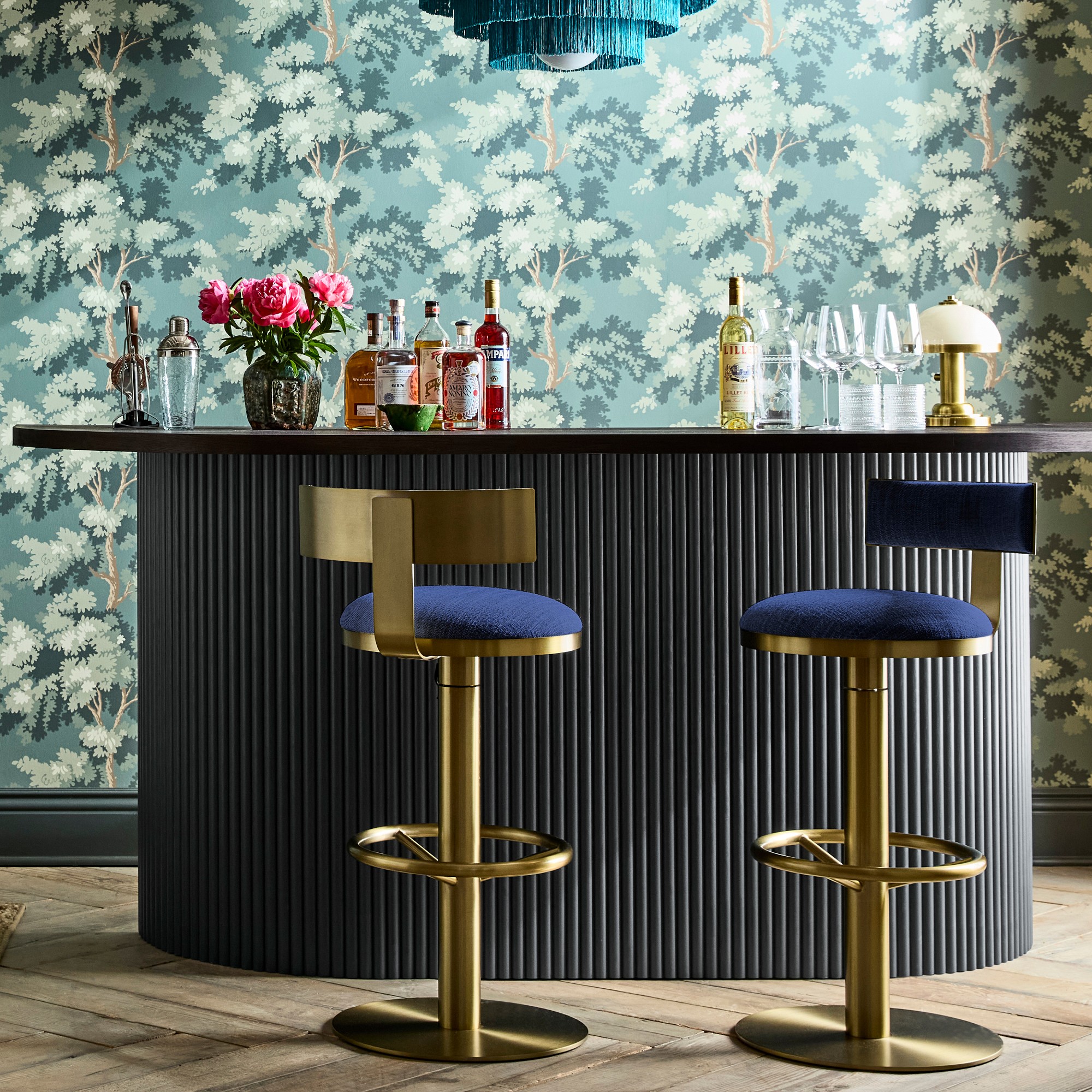 Larkin Upholstered Pedestal Counter & Bar Stool