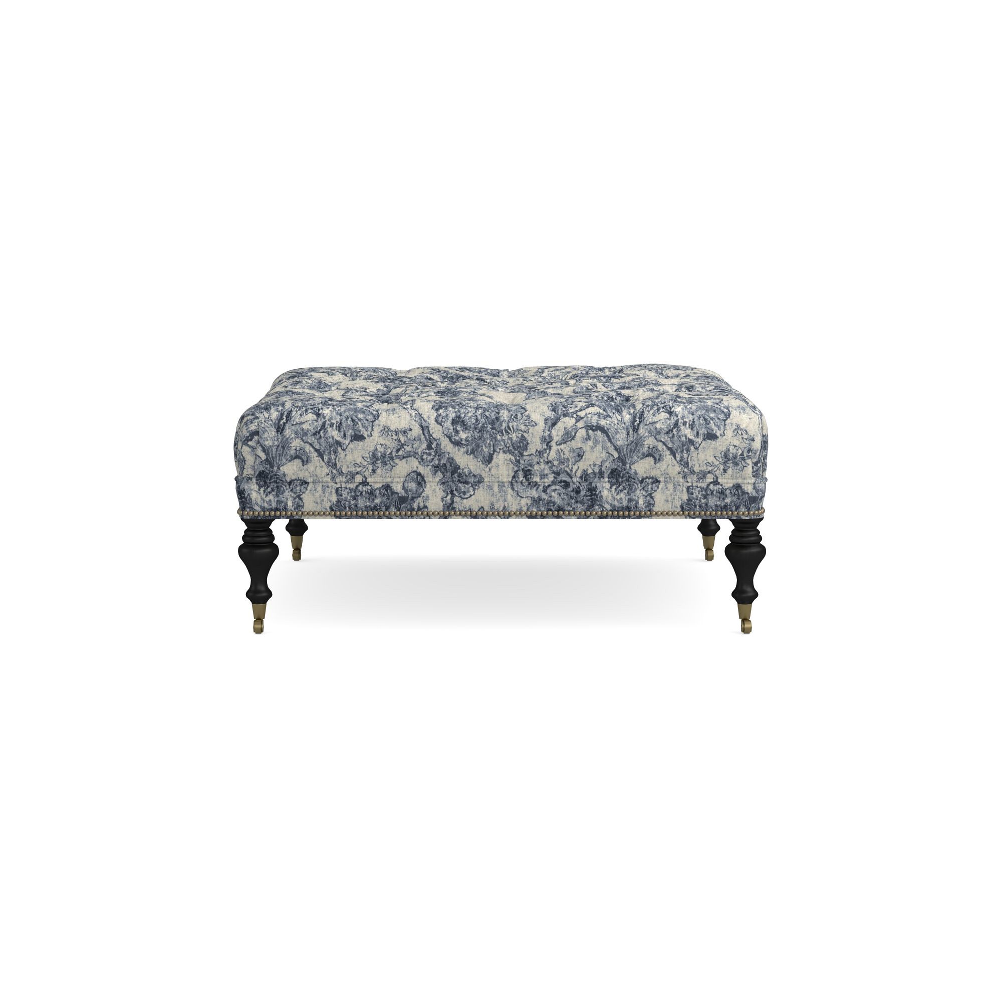 Fairfax Square Ottoman, Turned Leg with Tufted Top (26