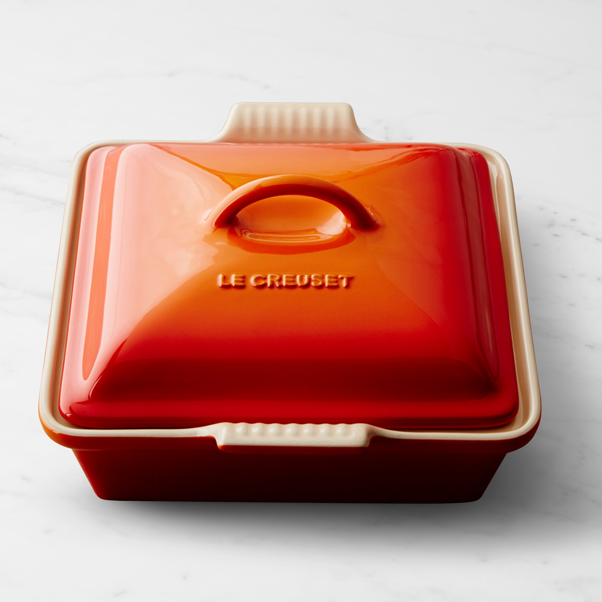 Le Creuset Heritage Stoneware Shallow Square Covered Baker, 2-Qt.