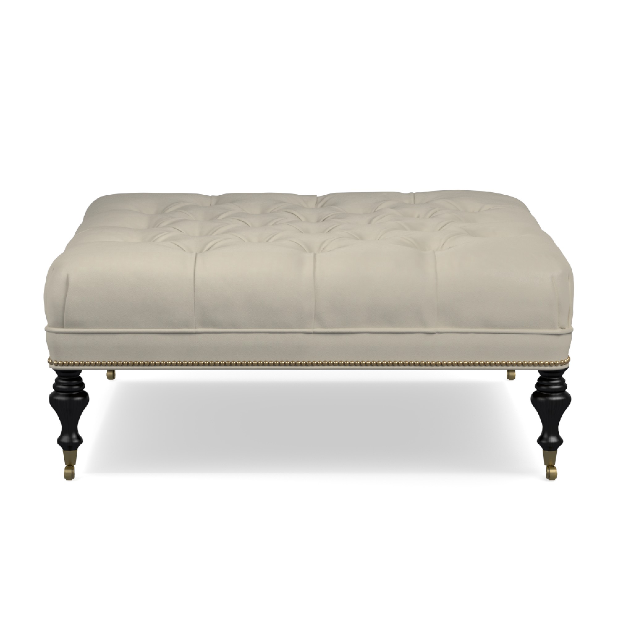 Fairfax Square Ottoman, Turned Leg with Tufted Top (26