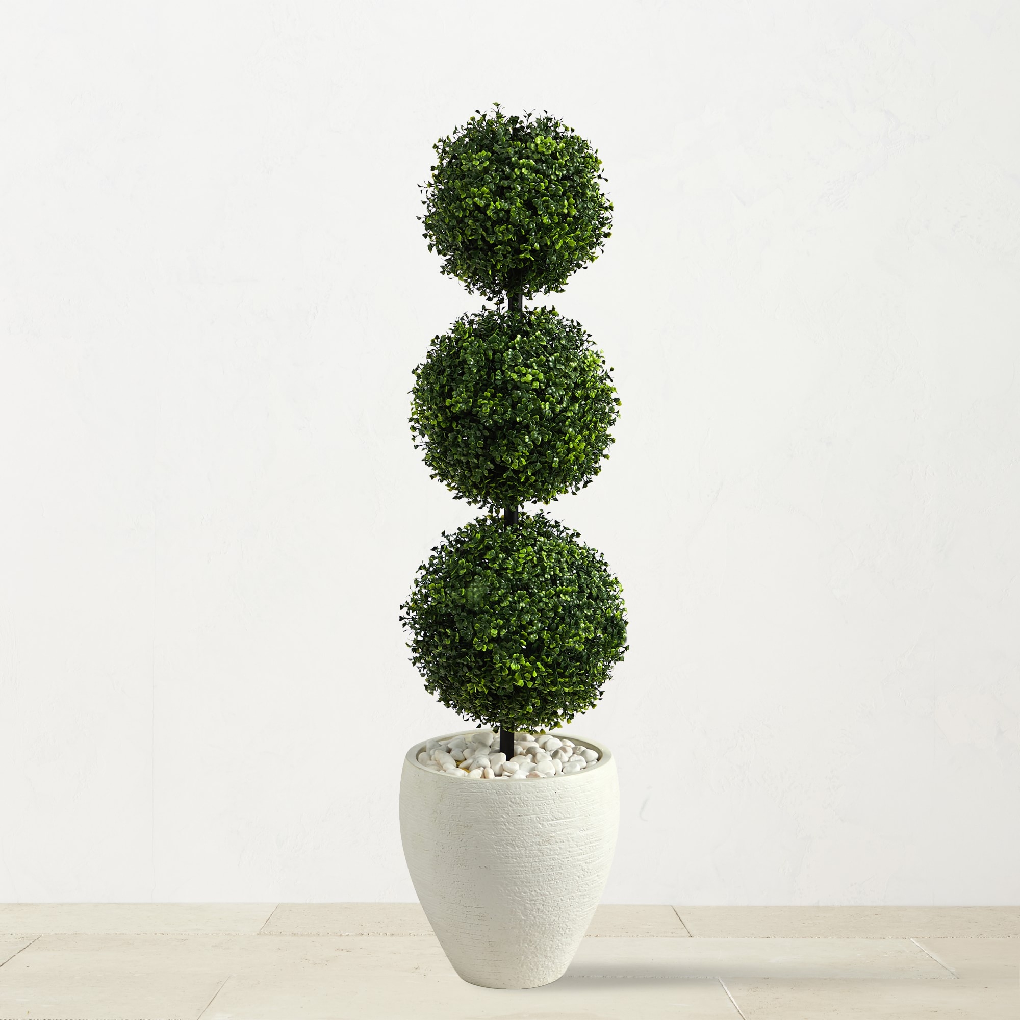 Faux Triple Ball Boxwood Topiary, 42