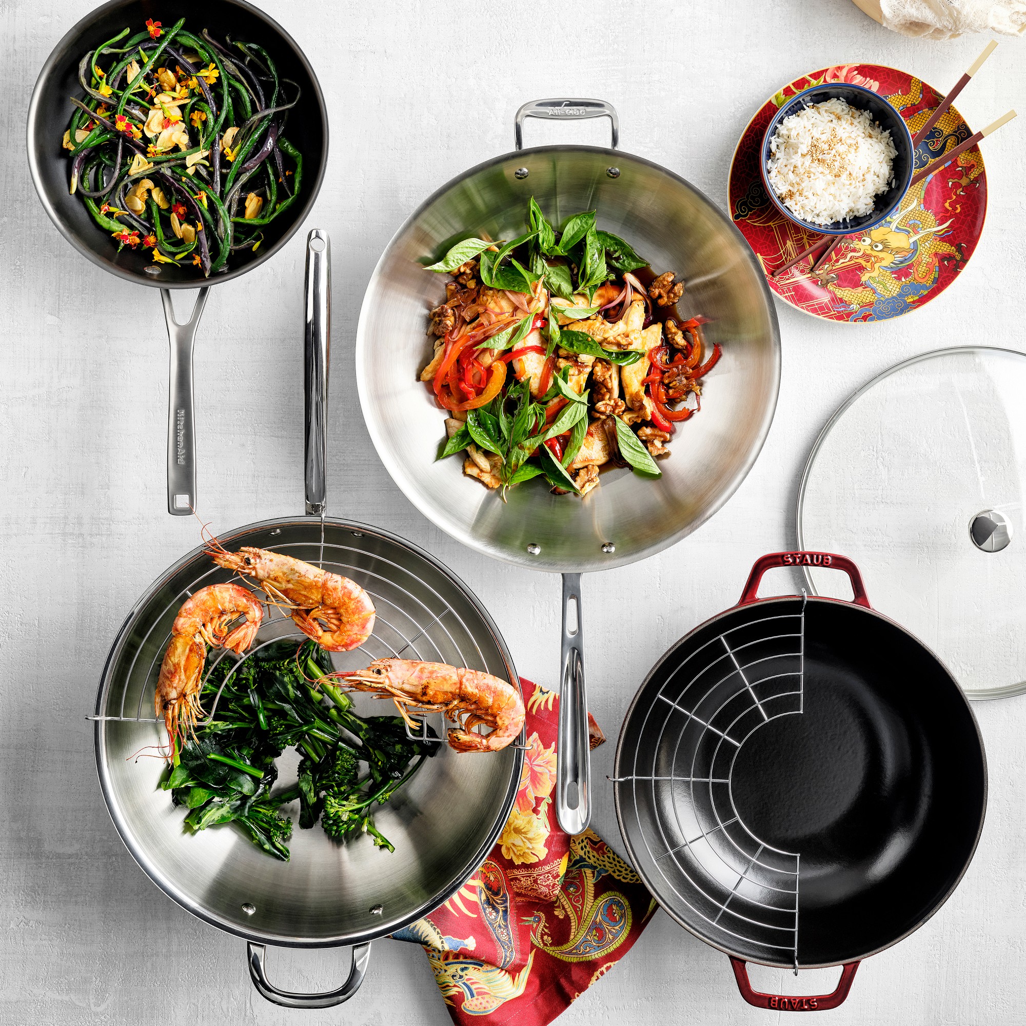 Williams Sonoma Signature Thermo-Clad™ Nonstick Open Wok with Helper Handle, 14