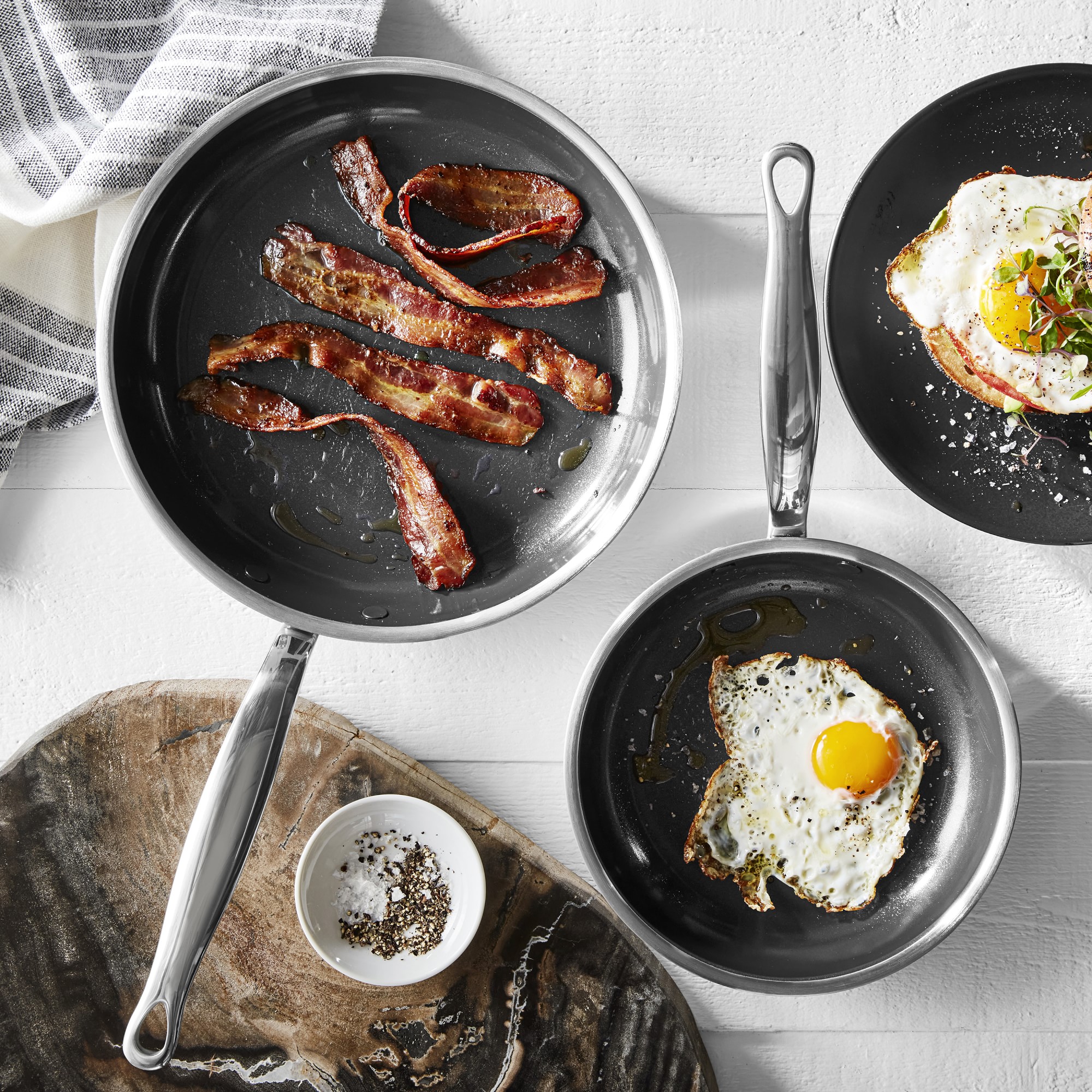 GreenPan™ Premiere Stainless-Steel Ceramic Nonstick Fry Pan Set