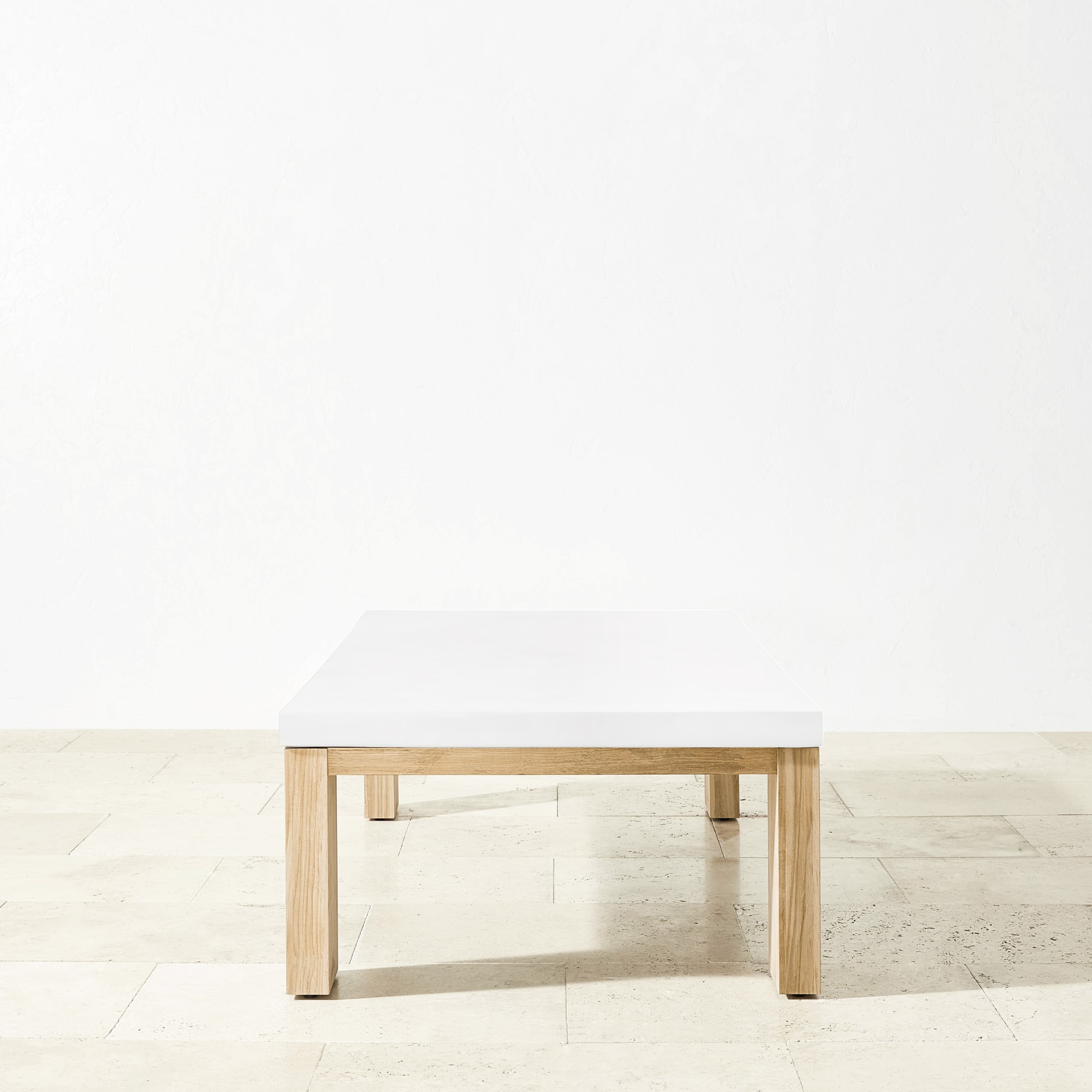 Larnaca Outdoor Teak Fiberstone Coffee Table (60