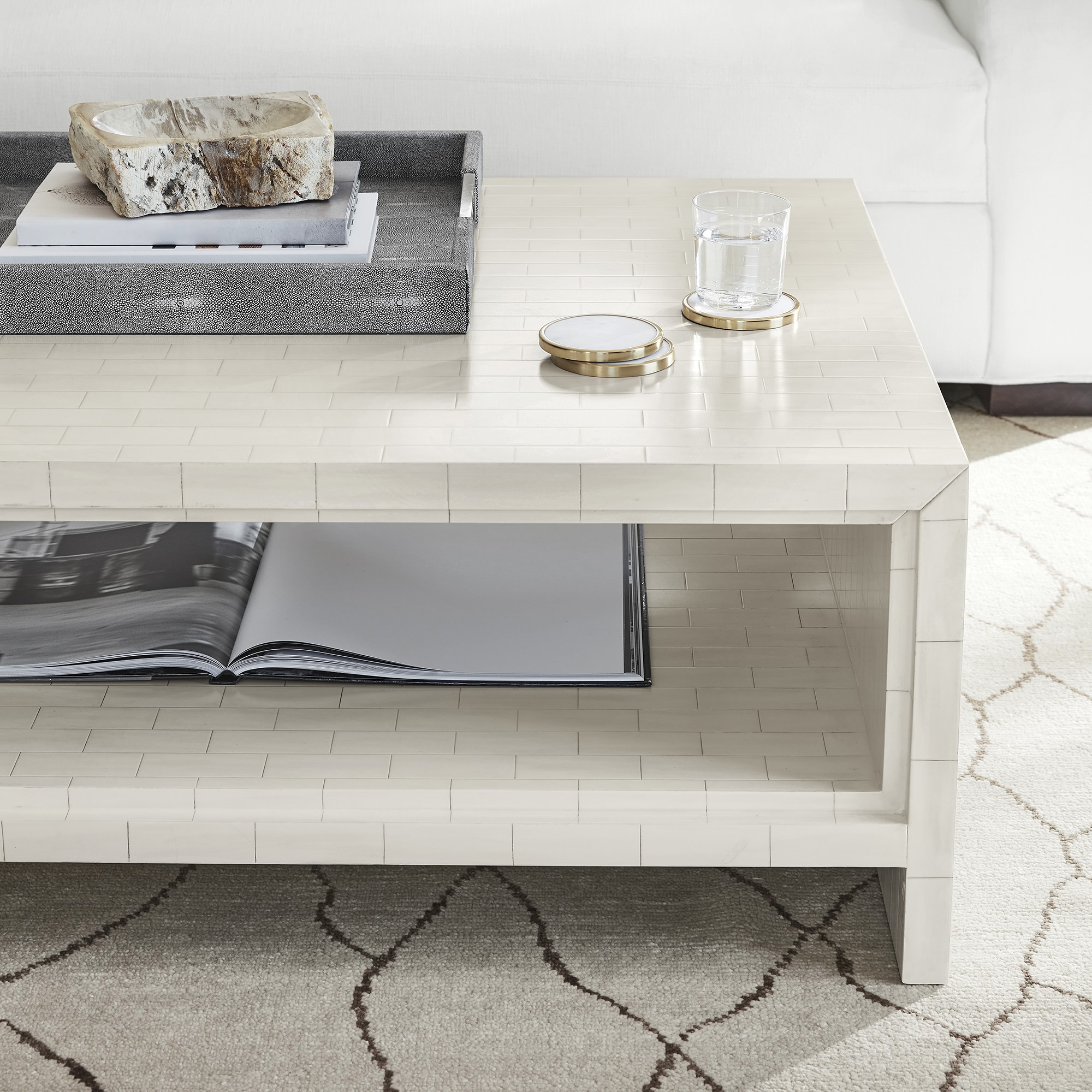 Faux Bone Rectangular Coffee Table (56