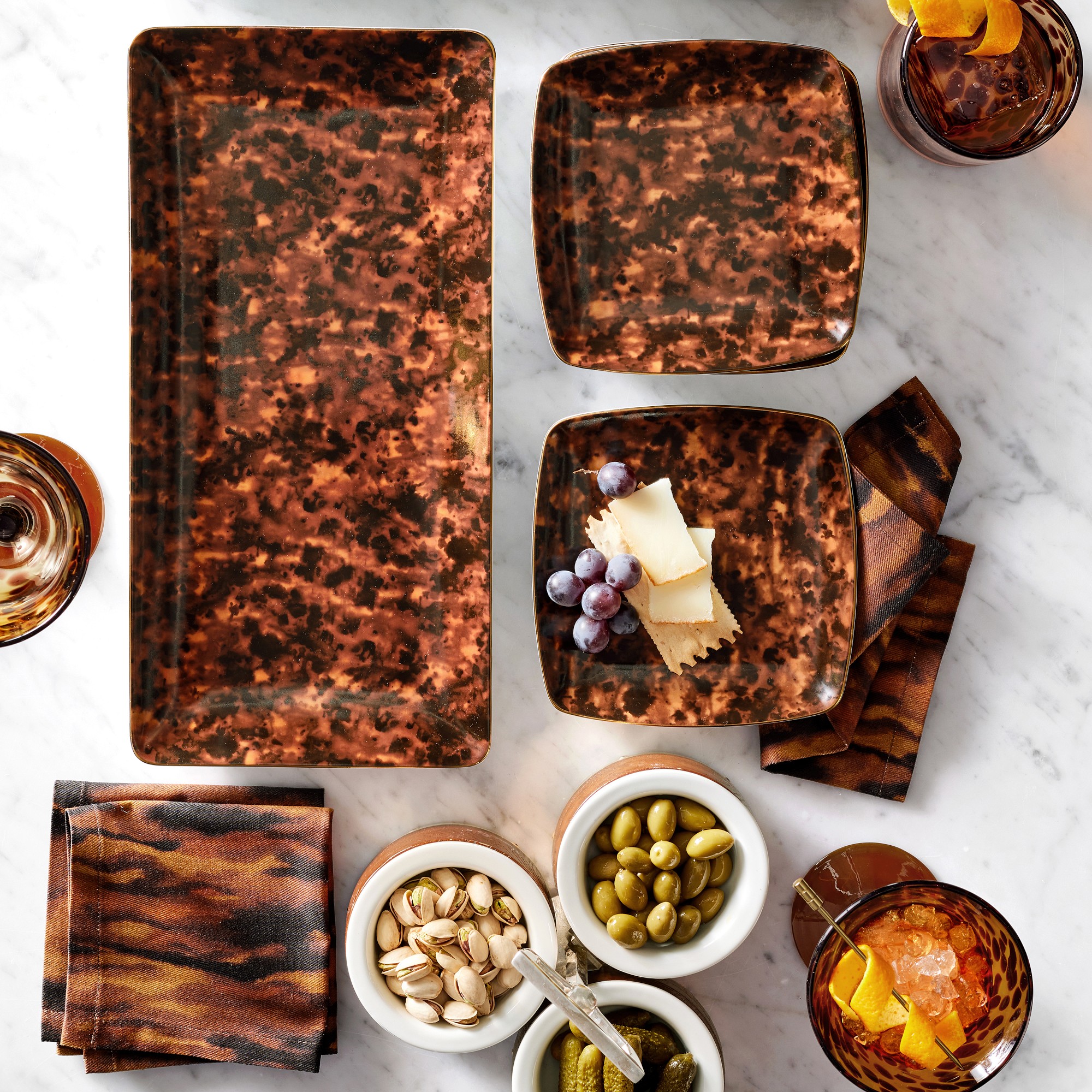 Marlo Thomas x Williams Sonoma Tortoise Shell Cocktails Napkins, Set of 4